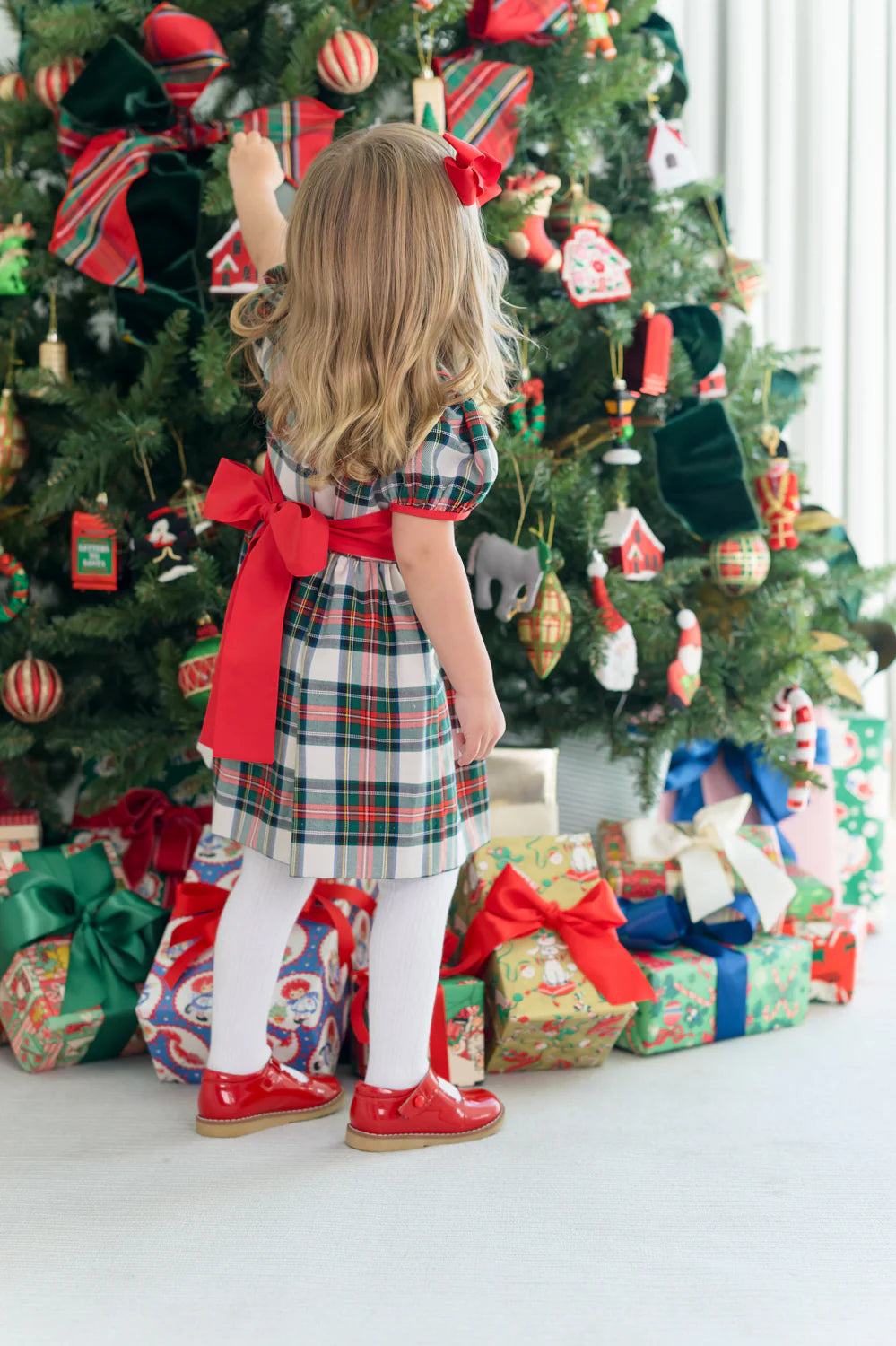 The Beaufort Bonnet Company Cindy Lou Sash Dress - Aiken Place Plaid/Richmond Red