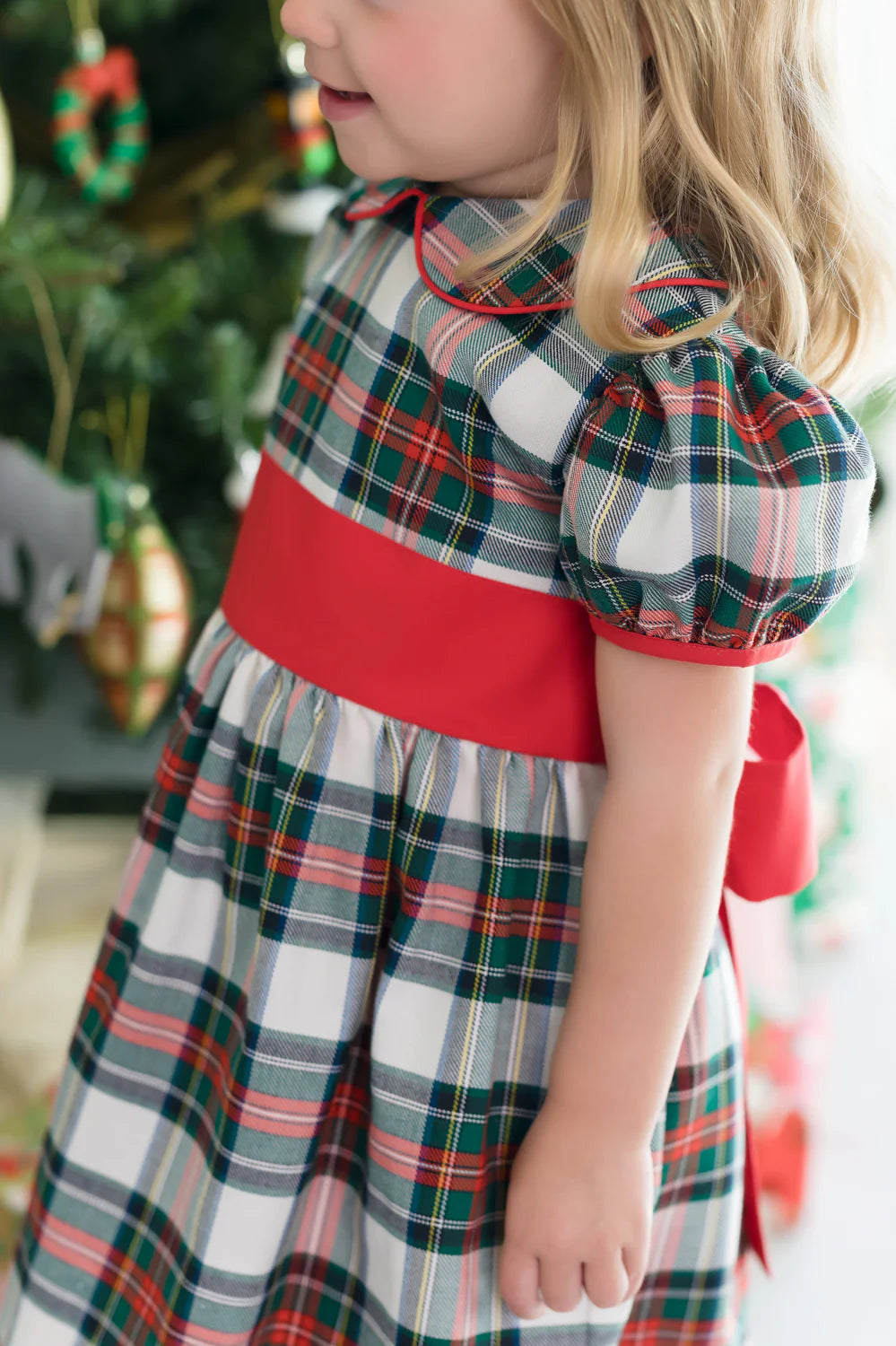 The Beaufort Bonnet Company Cindy Lou Sash Dress - Aiken Place Plaid/Richmond Red