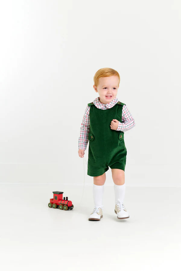 The Beaufort Bonnet Company Peter Pan Collar Long Sleeve Woven Onesie - Old Town Tattersail