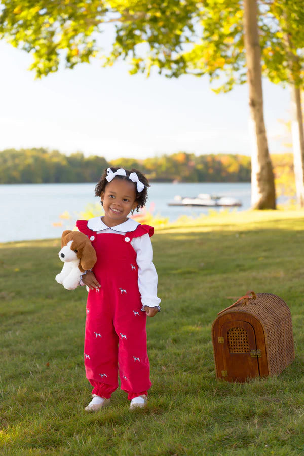 The Beaufort Bonnet Company Critter Violet's Vintage Overalls - Richmond Red Corduroy
