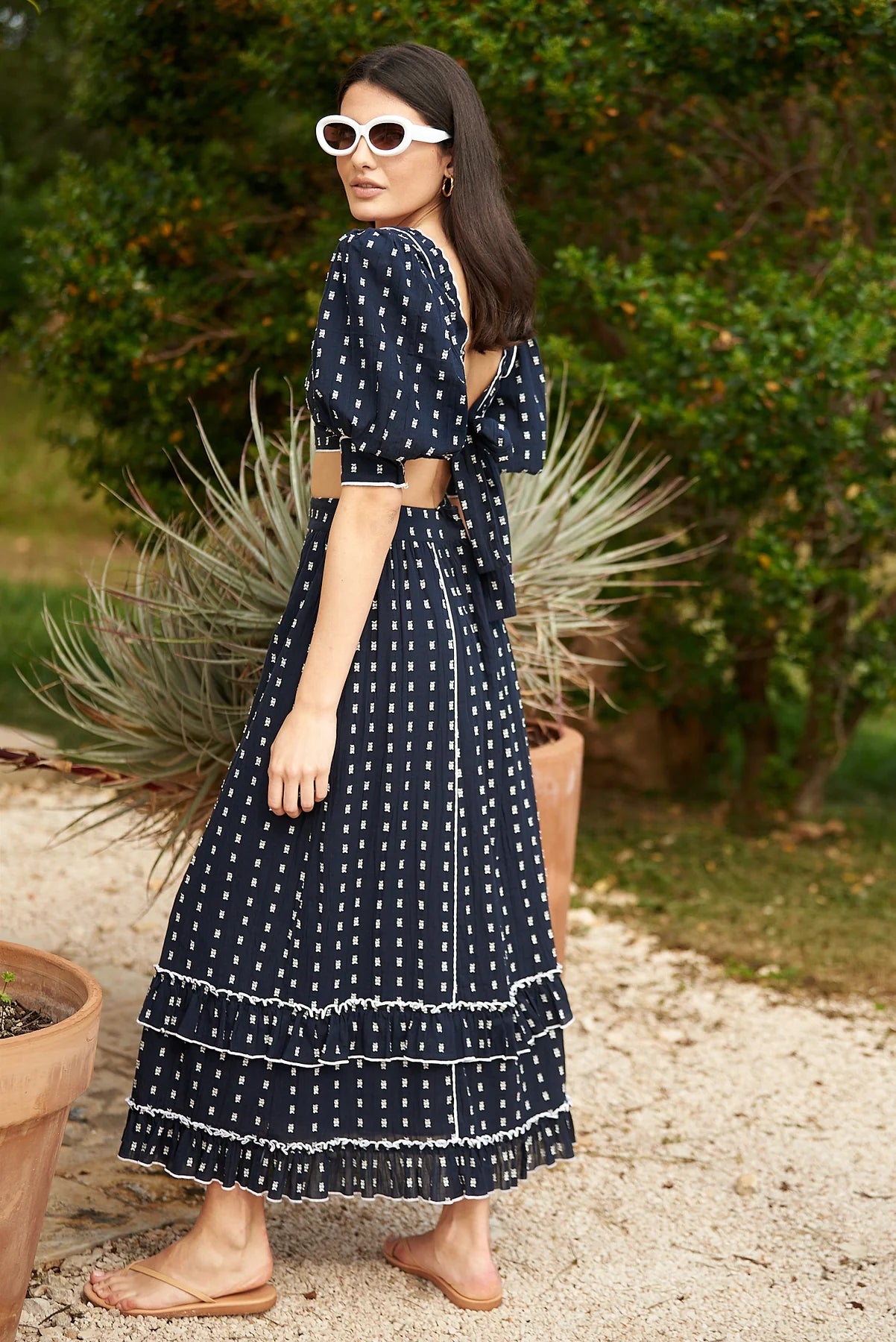 Neve & Noor Loretta Skirt - Navy Polka