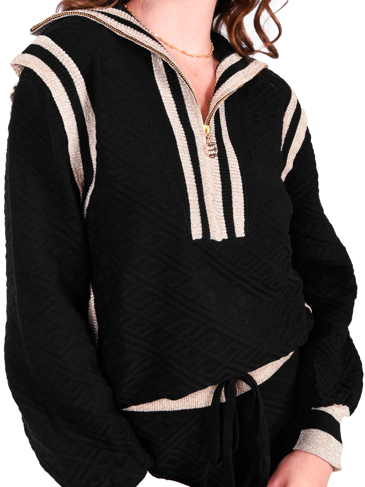 Emily McCarthy Knit Poppy Pullover Sweater- Black Monogram