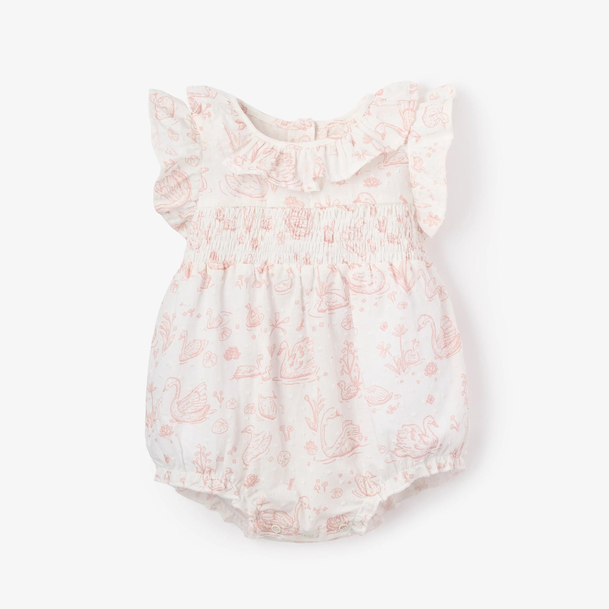 Elegant Baby Swan Toile Swiss Dot Bubble