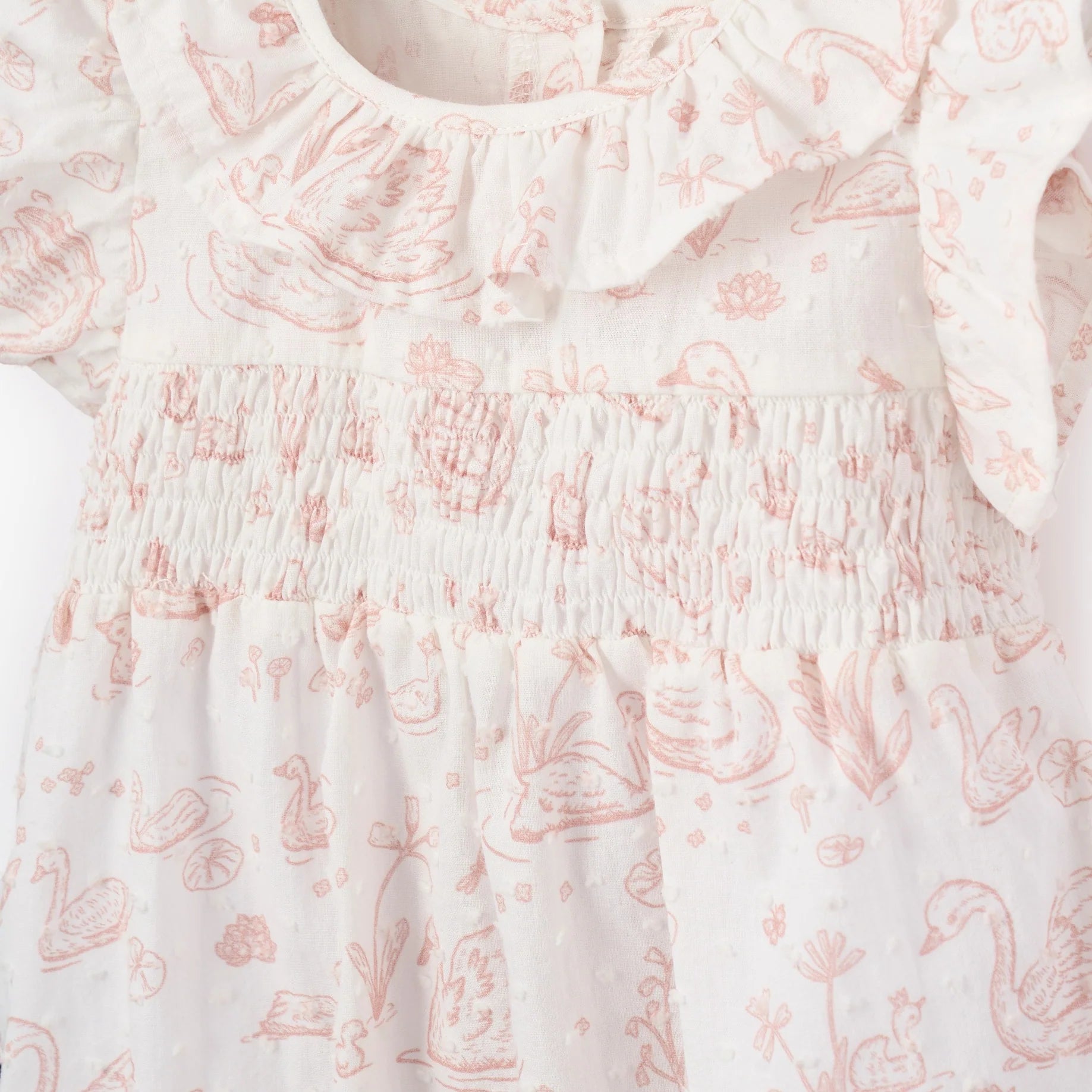 Elegant Baby Swan Toile Swiss Dot Bubble