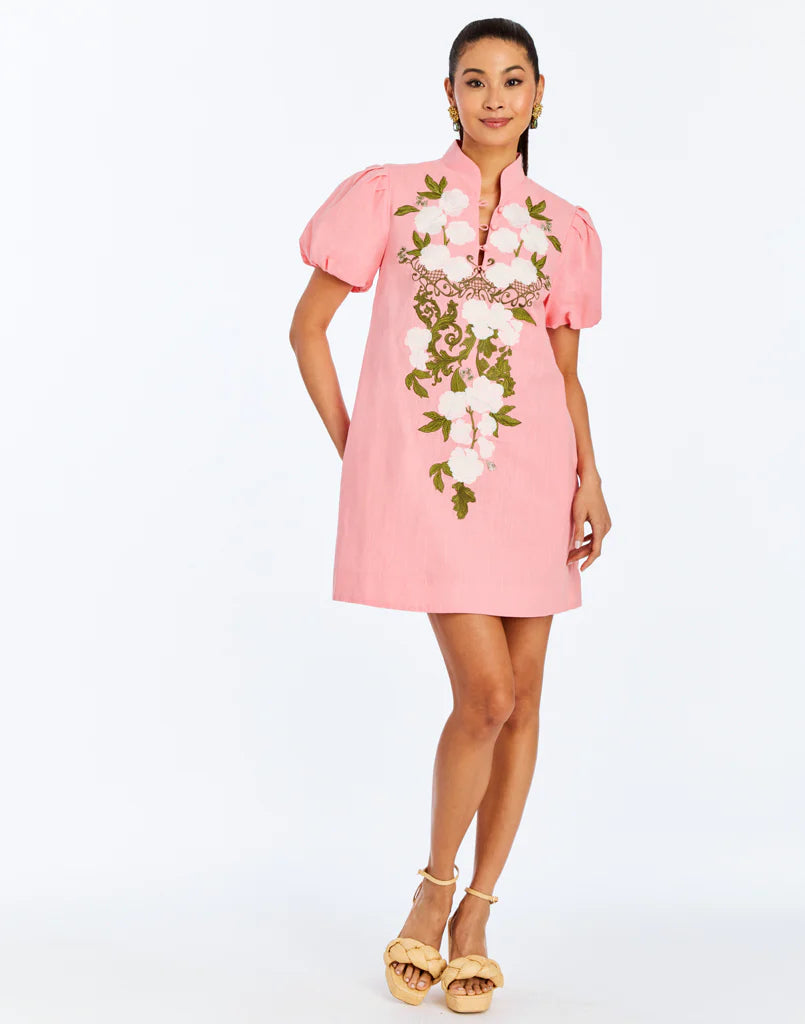 Mestiza Eliana Barong Mini Dress - Watermelon Pink