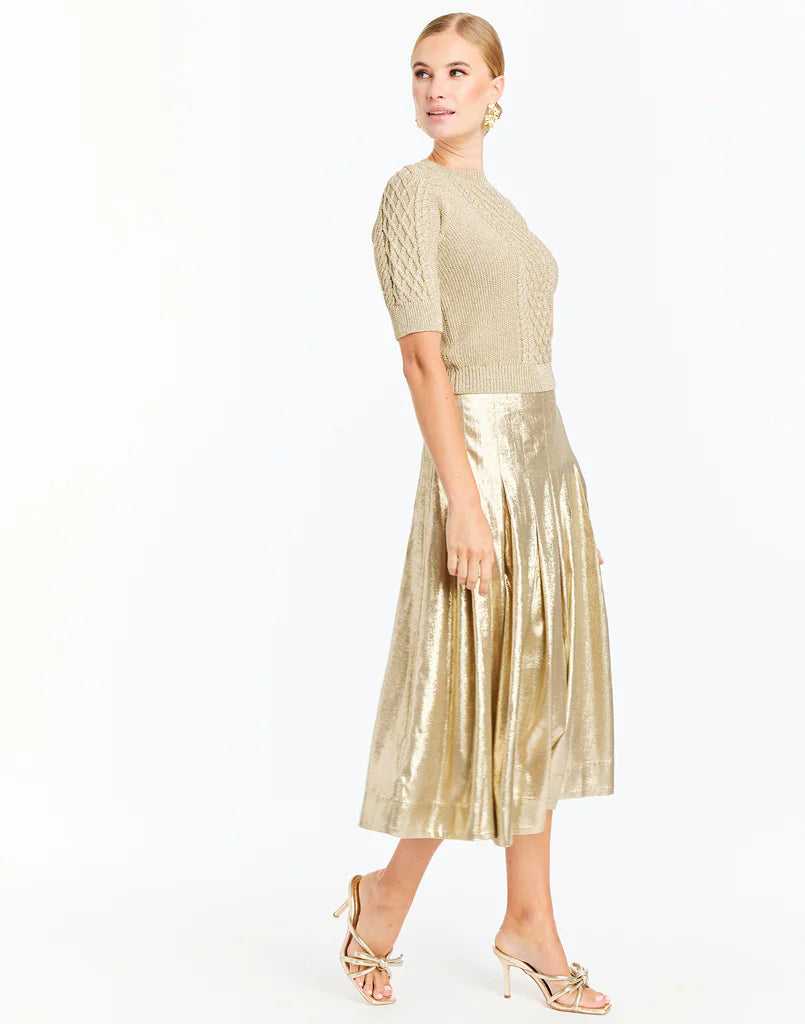 Mestiza Seville Midi Skirt - Champagne Metallic