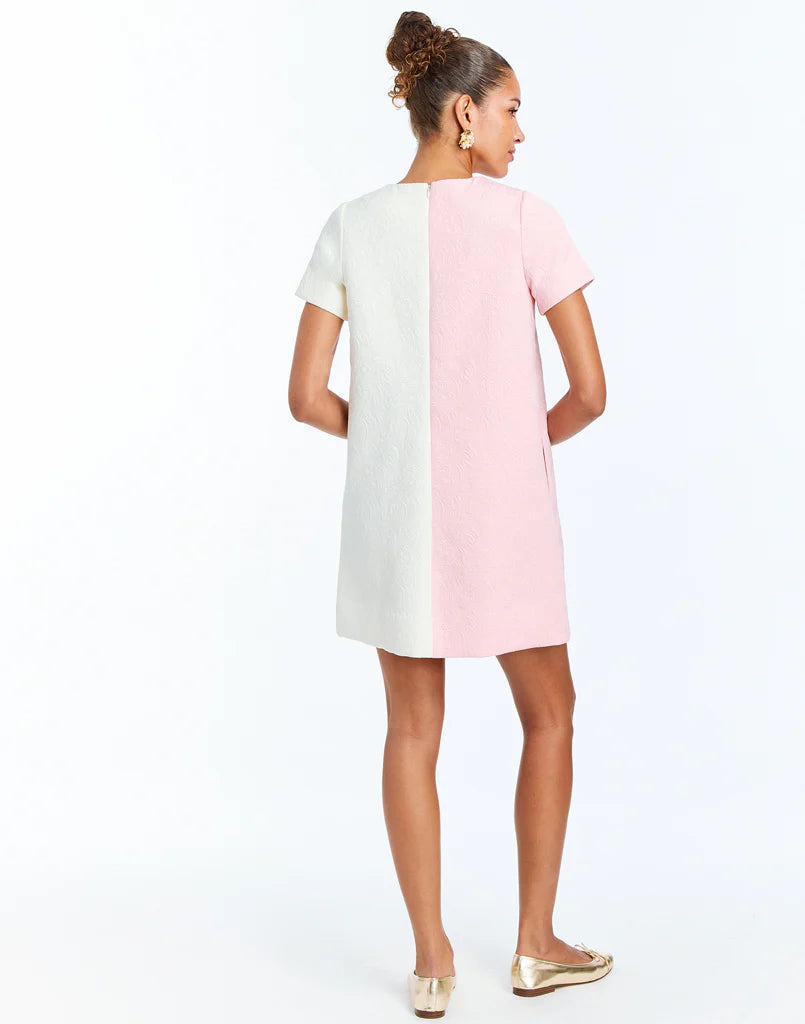 Mestiza Ette Sleeved Scallop Mini Dress - Blush Pink/Ivory