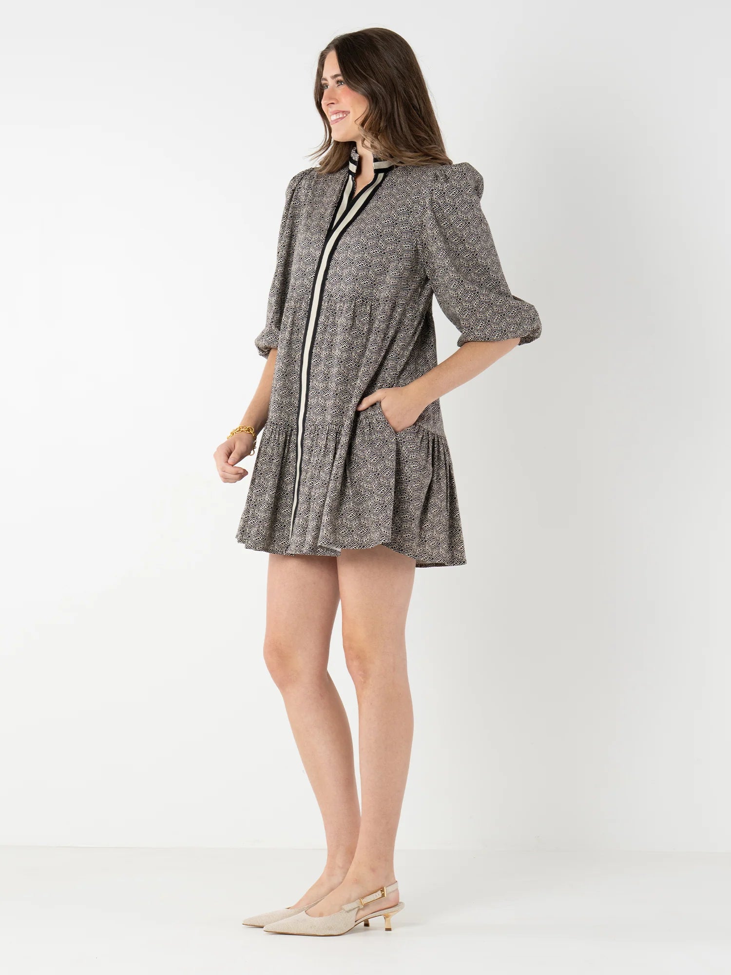 Emily McCarthy Sadie Dress - Black Tonal Monogram