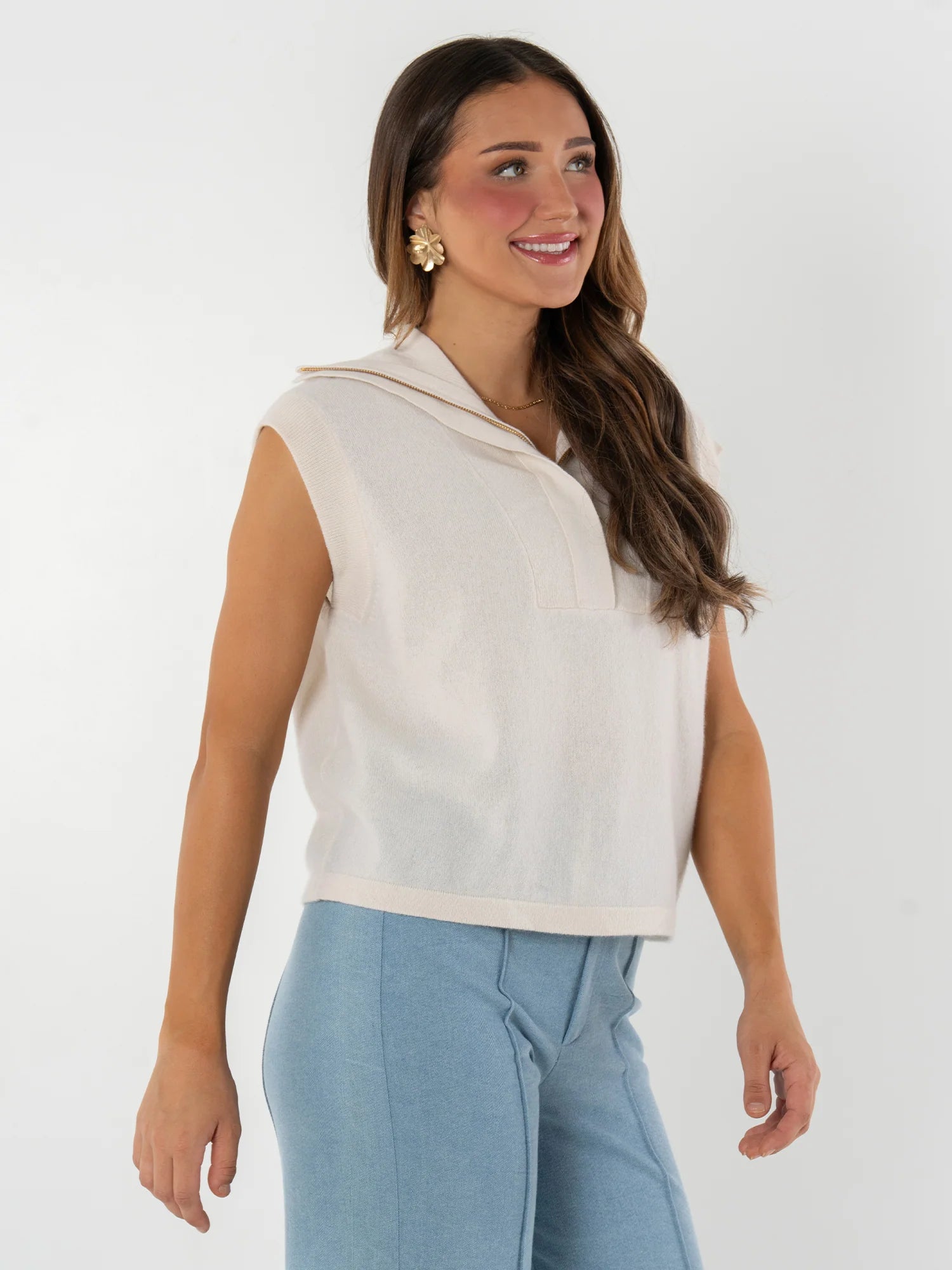 Emily McCarthy Poppy Pullover Vest - Eggnog