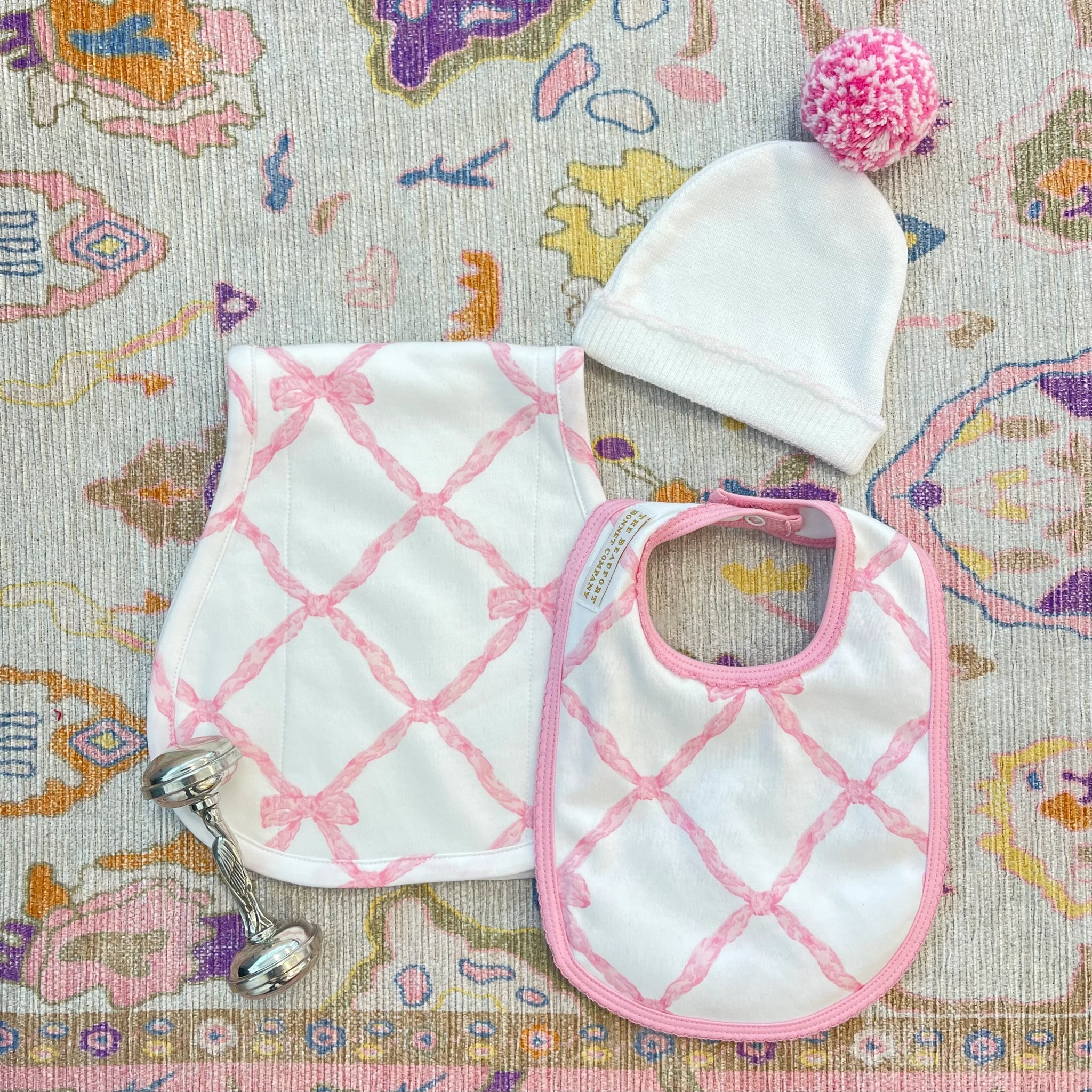 The Beaufort Bonnet Company I'm Here Hat - Worth Ave. White w/ Palm Beach Pink