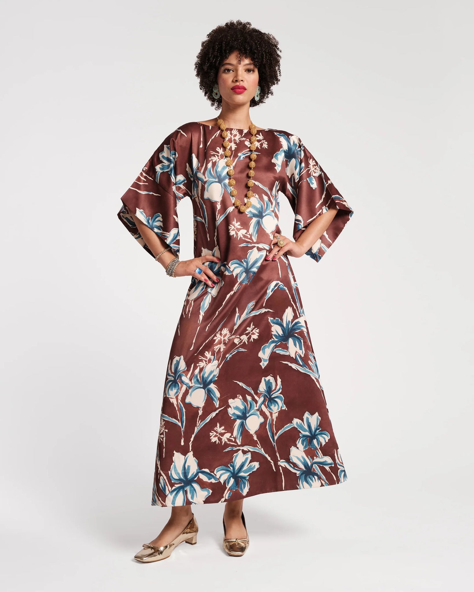 Frances Valentine Spinnaker Maxi Dress Lucky Devil Blue Iris - Brown