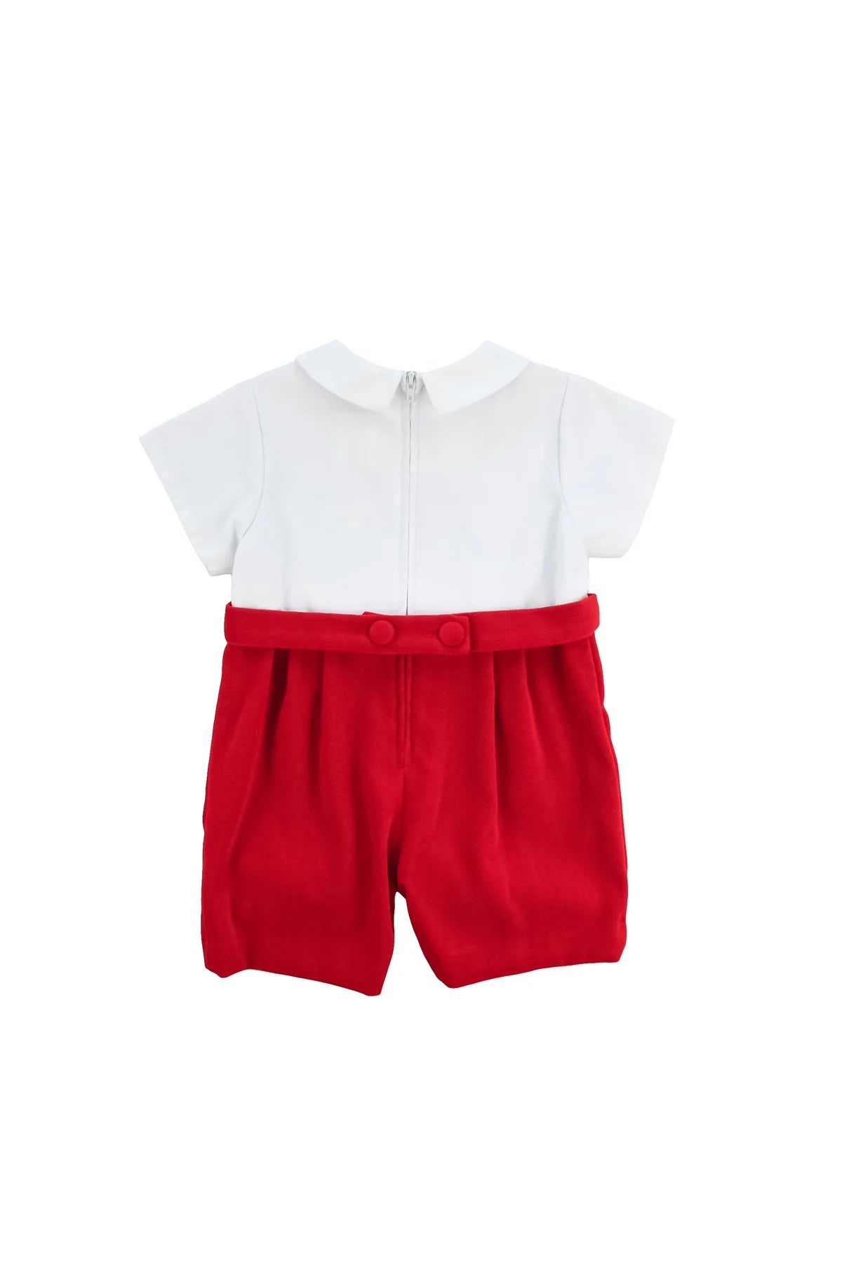 Florence Eiseman Pique and Velvet Short Sleeve All in One Sortall - Red & White