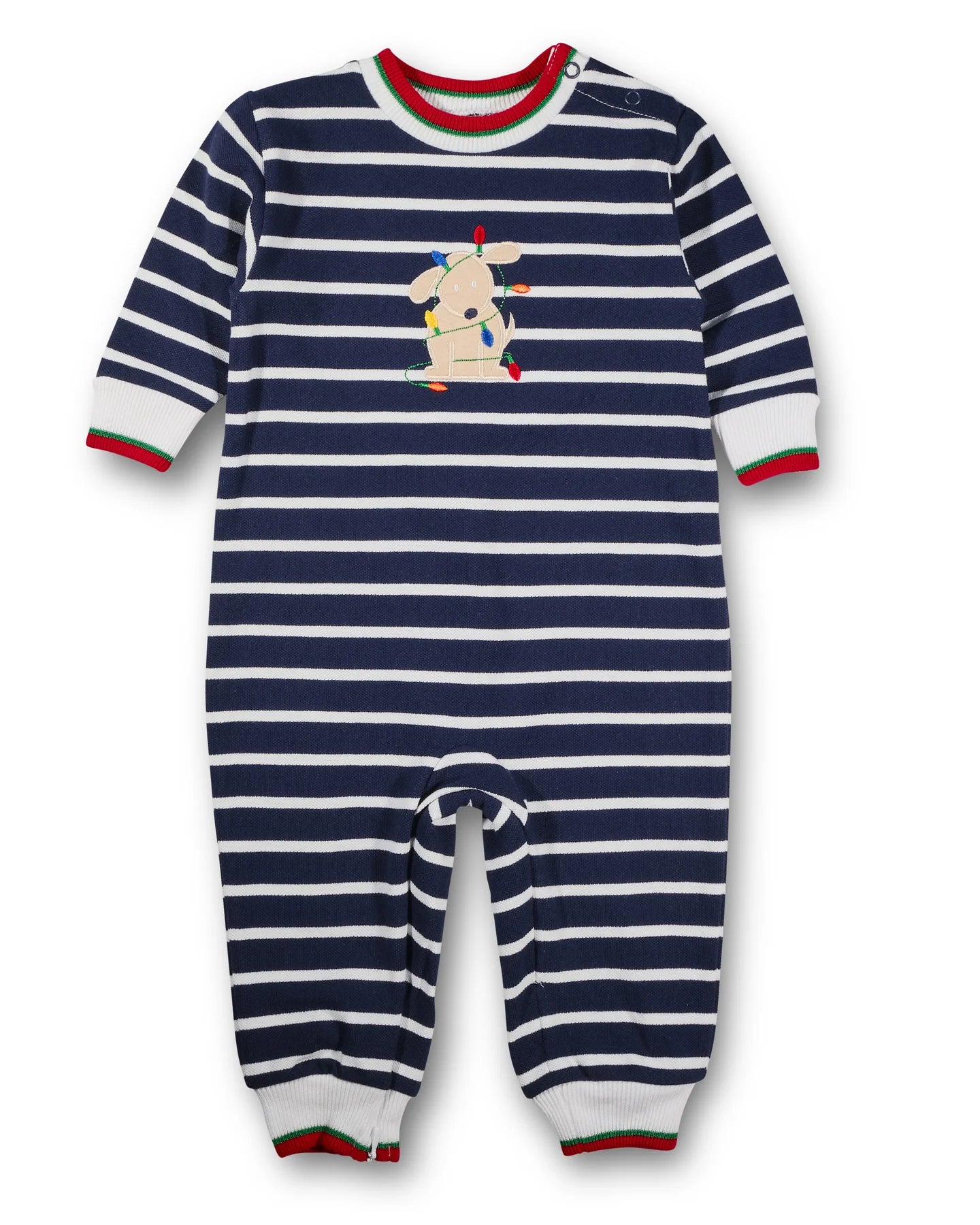 Florence Eiseman Stripe Knit Longall w/ Holiday Lights Dog