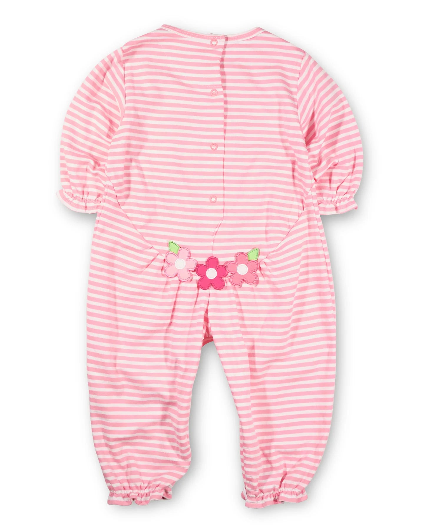 Florence Eiseman Stripe Knit Longall w/ Flowers - Pink/White