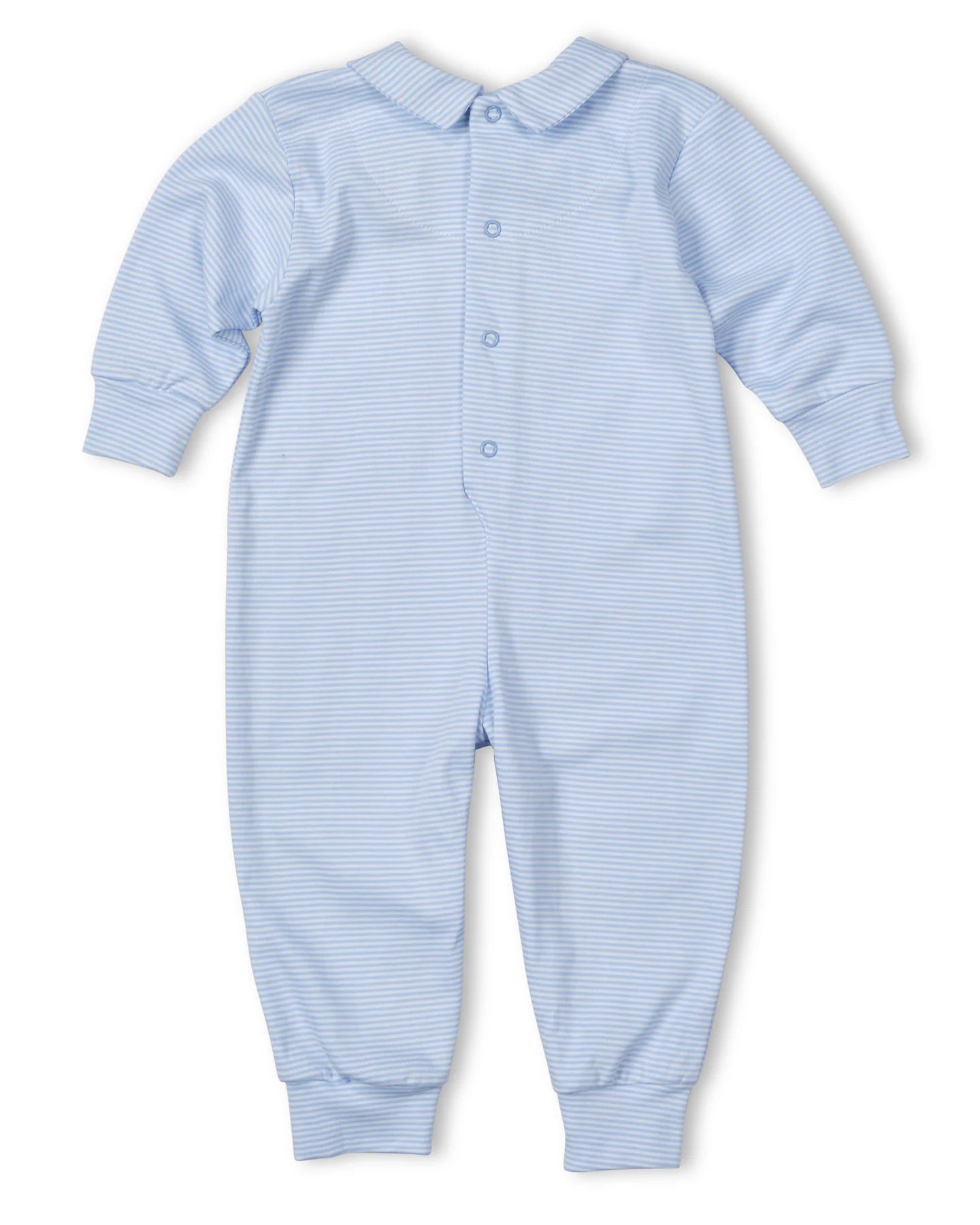 Florence Eiseman Stripe Knit Longall w/ Rocking Horse - Blue/White