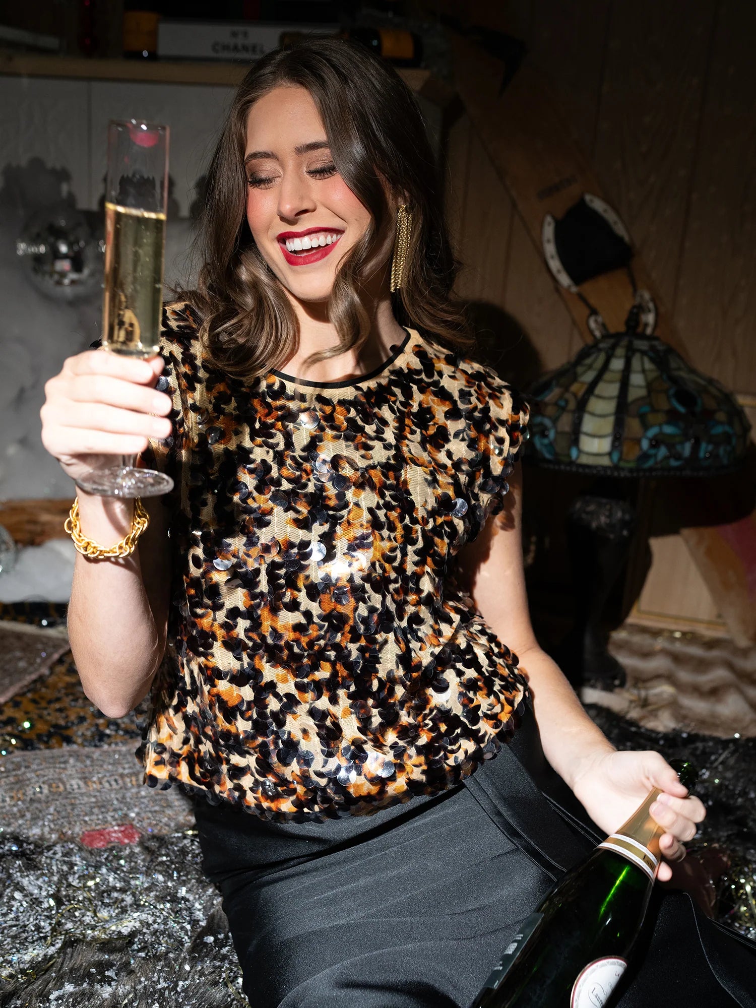 Emily McCarthy Hatti Tank - Tortoise Shell Sequin