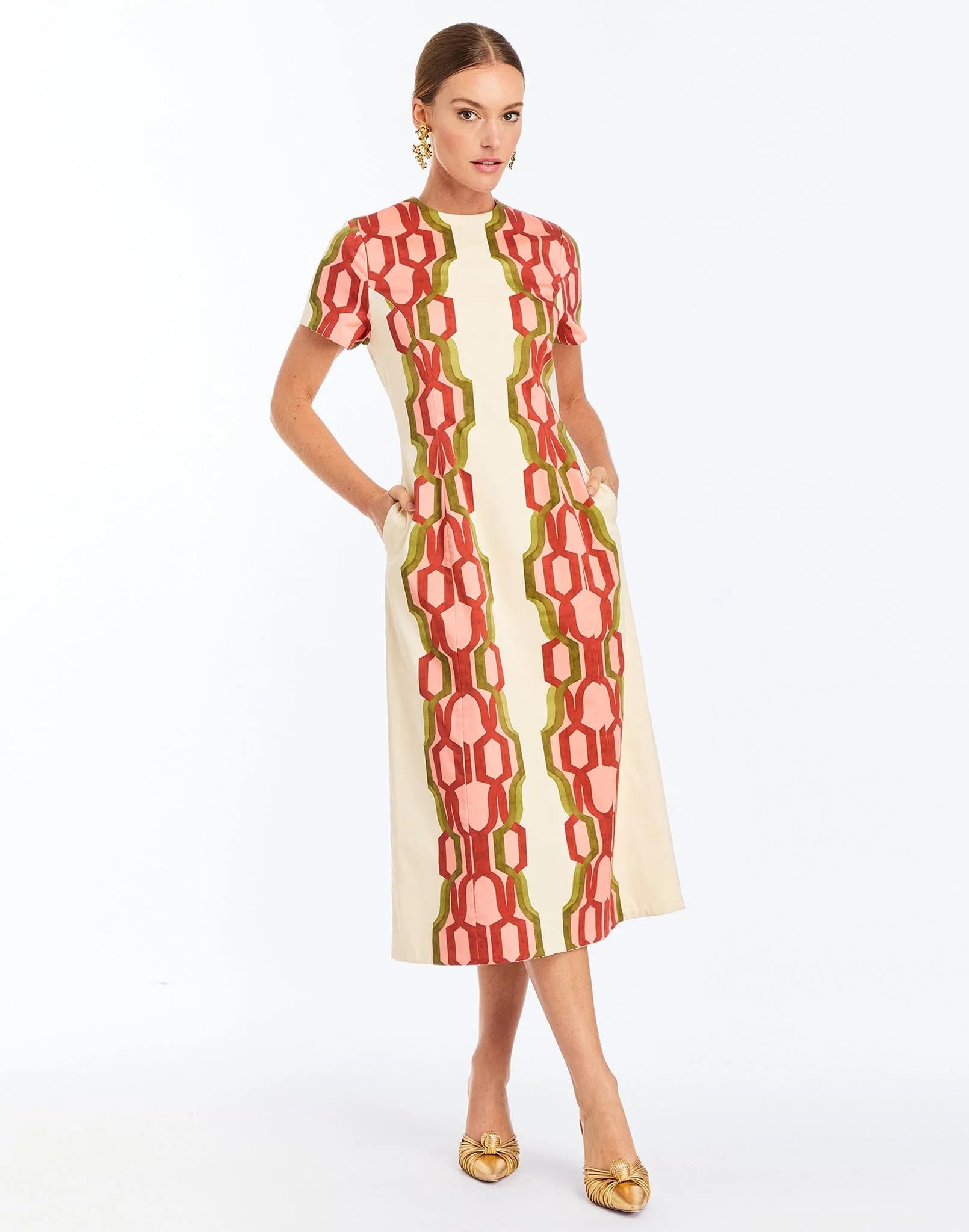 Mestiza Hampton Convertible Midi Dress - Deco Quatrefoil