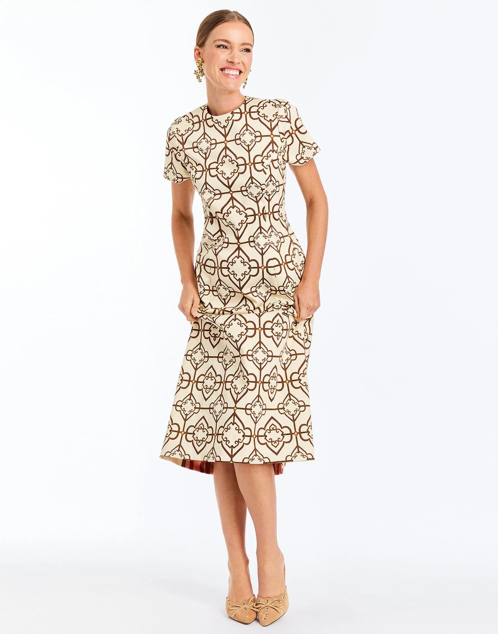 Mestiza Hampton Convertible Midi Dress - Deco Quatrefoil
