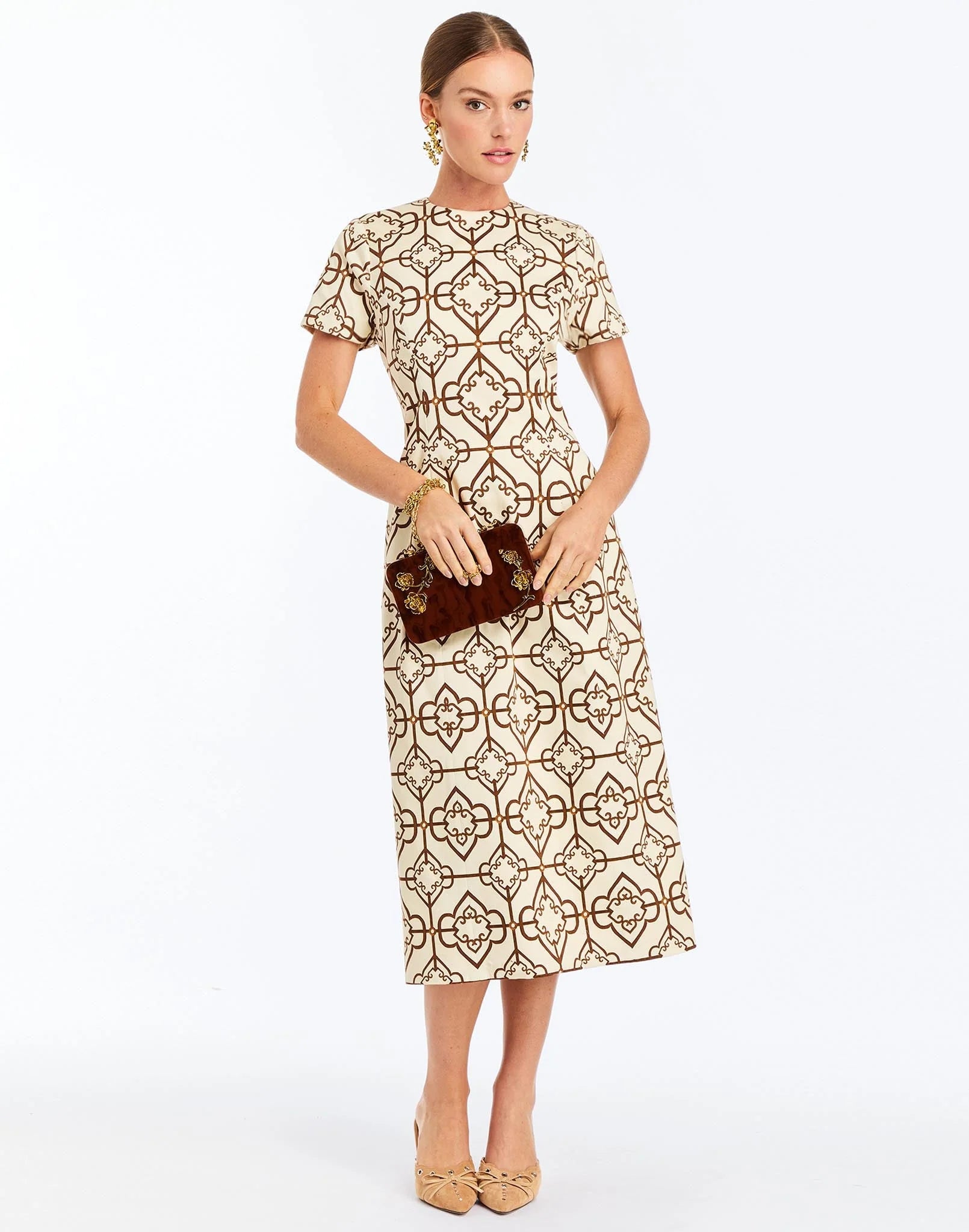 Mestiza Hampton Convertible Midi Dress - Deco Quatrefoil