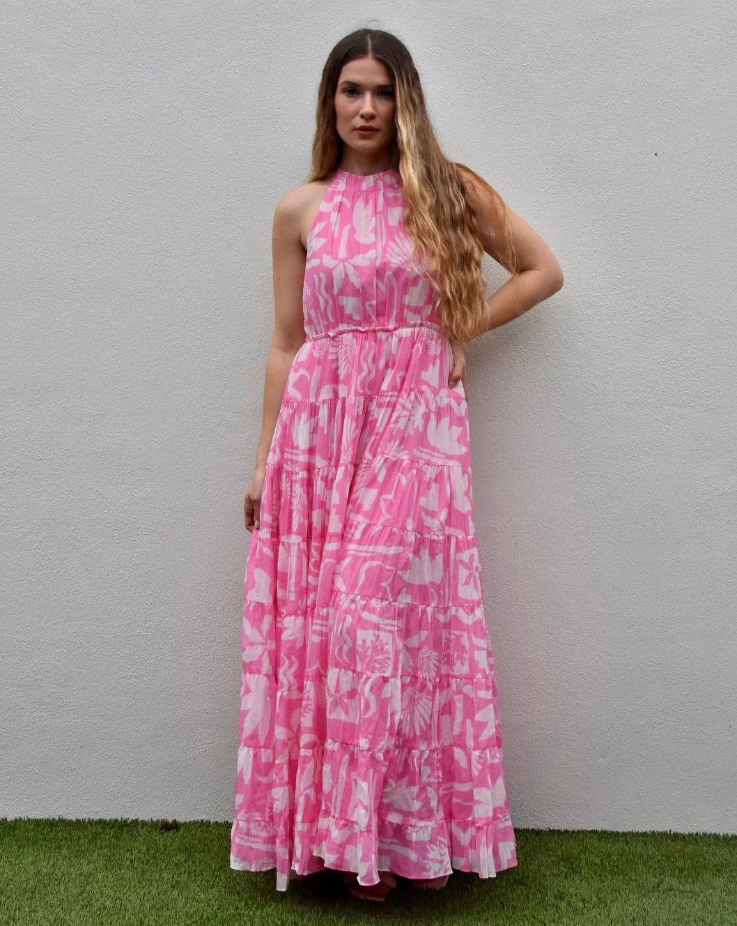 Wknd Wyfr The Keys Halter Dress - Pink Tropics