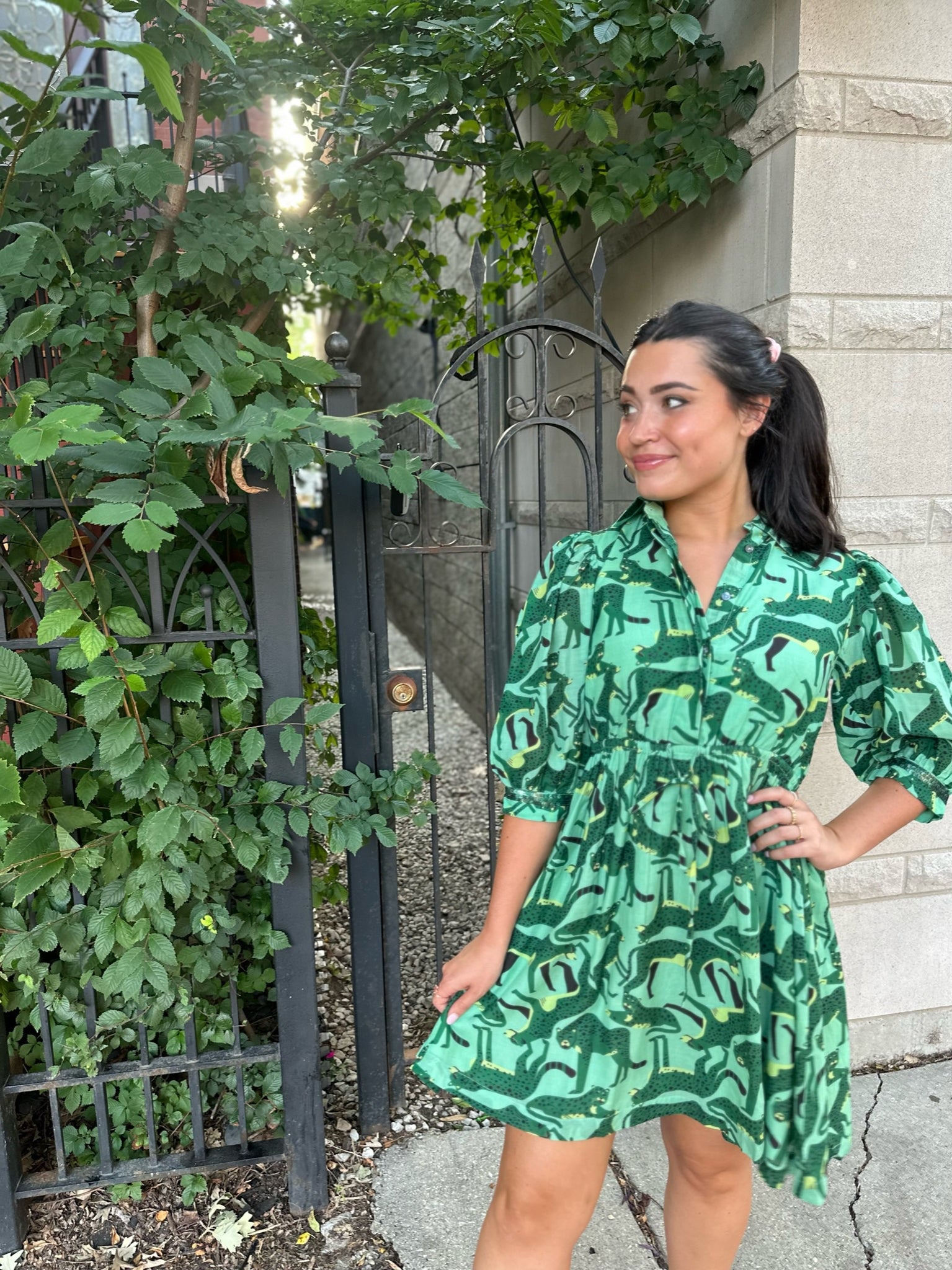 Briton Court Eva Dress - Emerald Cheetah