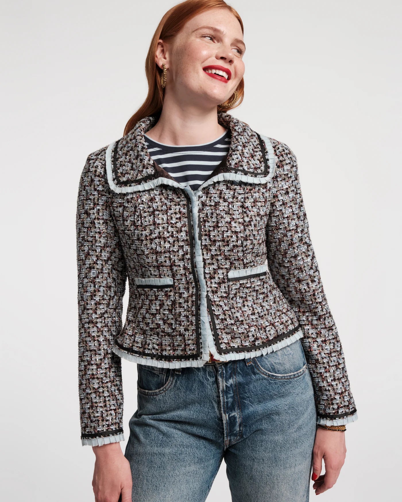 Frances Valentine Jessie Jacket - Deco Tweed Blue