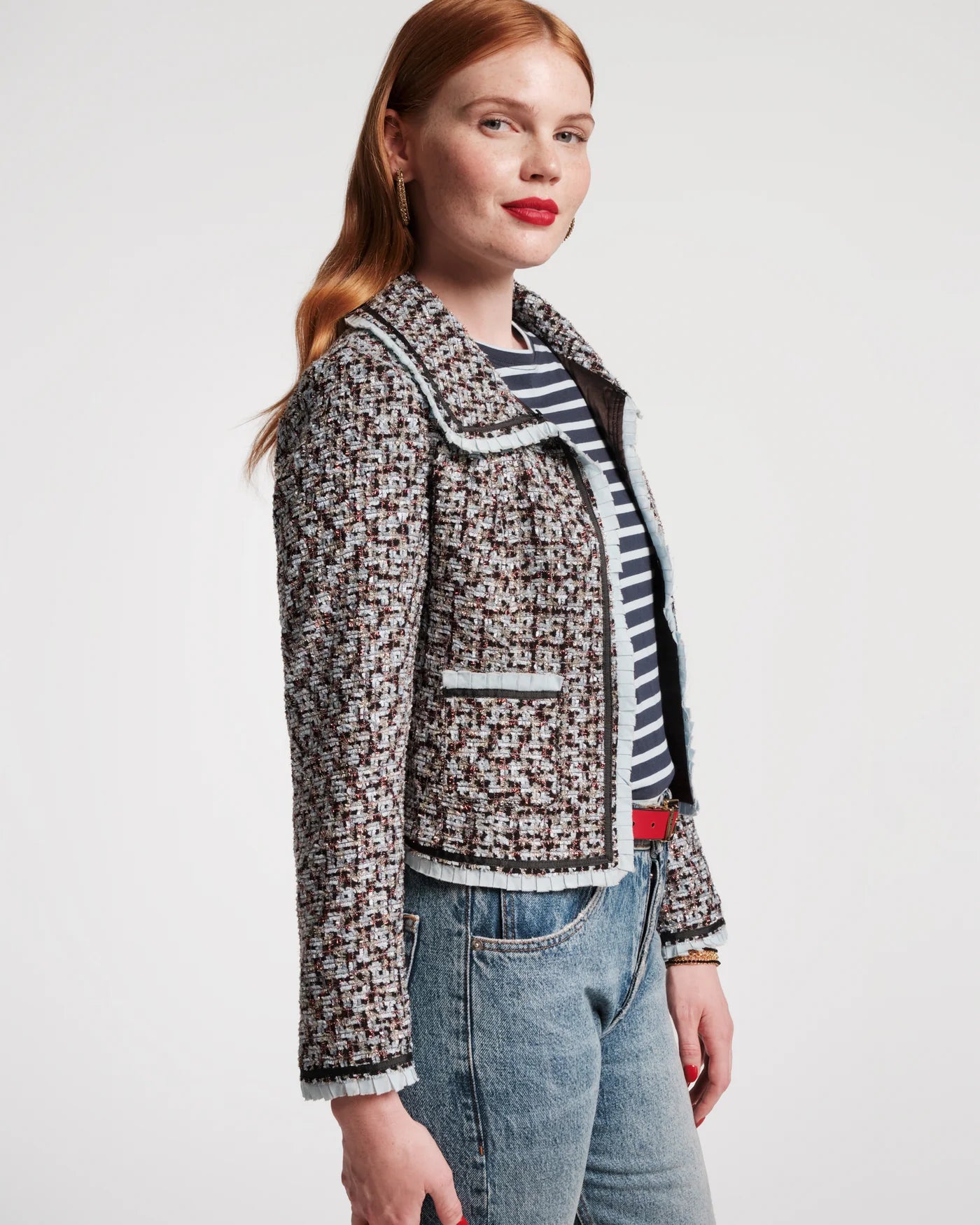 Frances Valentine Jessie Jacket - Deco Tweed Blue