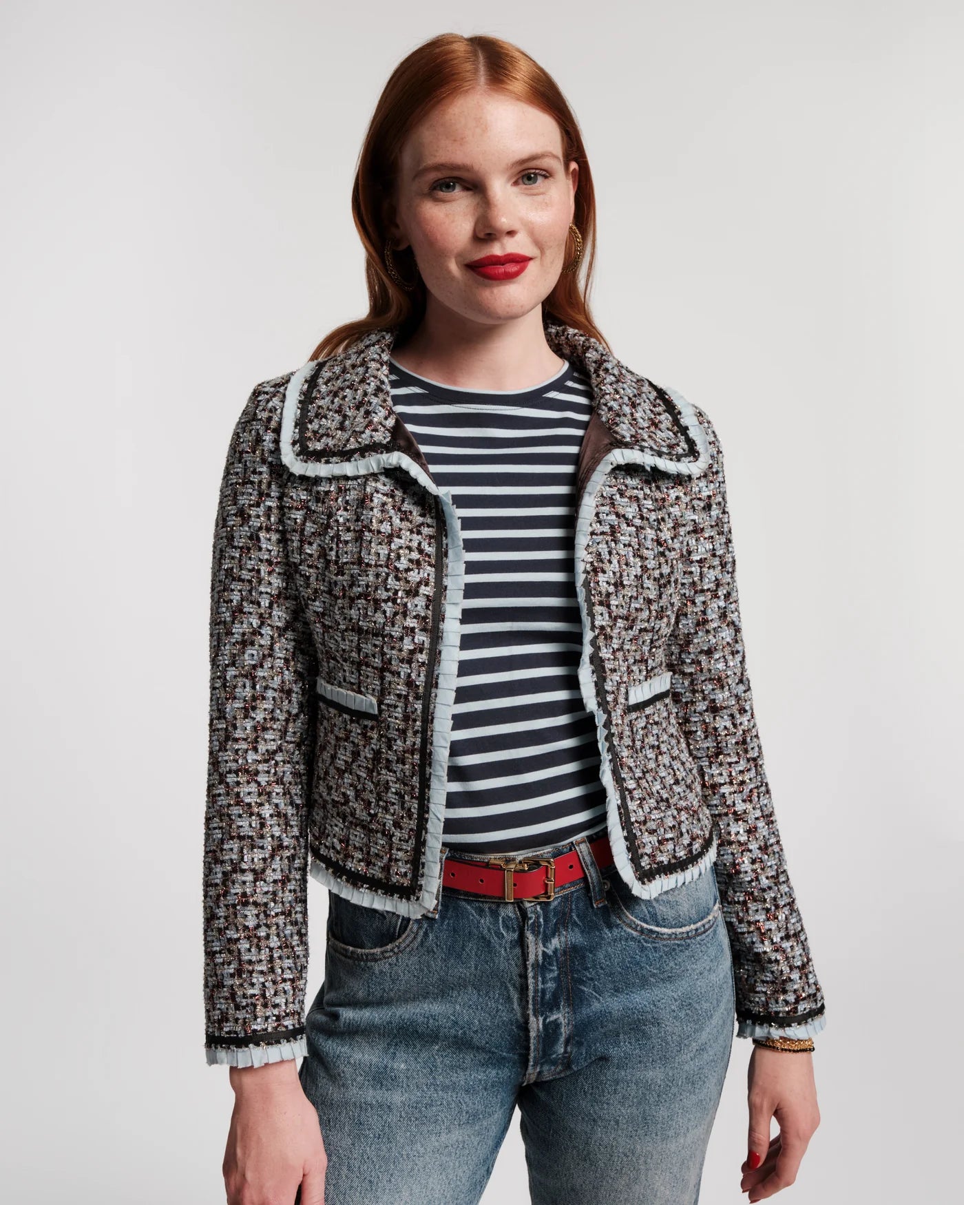 Frances Valentine Jessie Jacket - Deco Tweed Blue