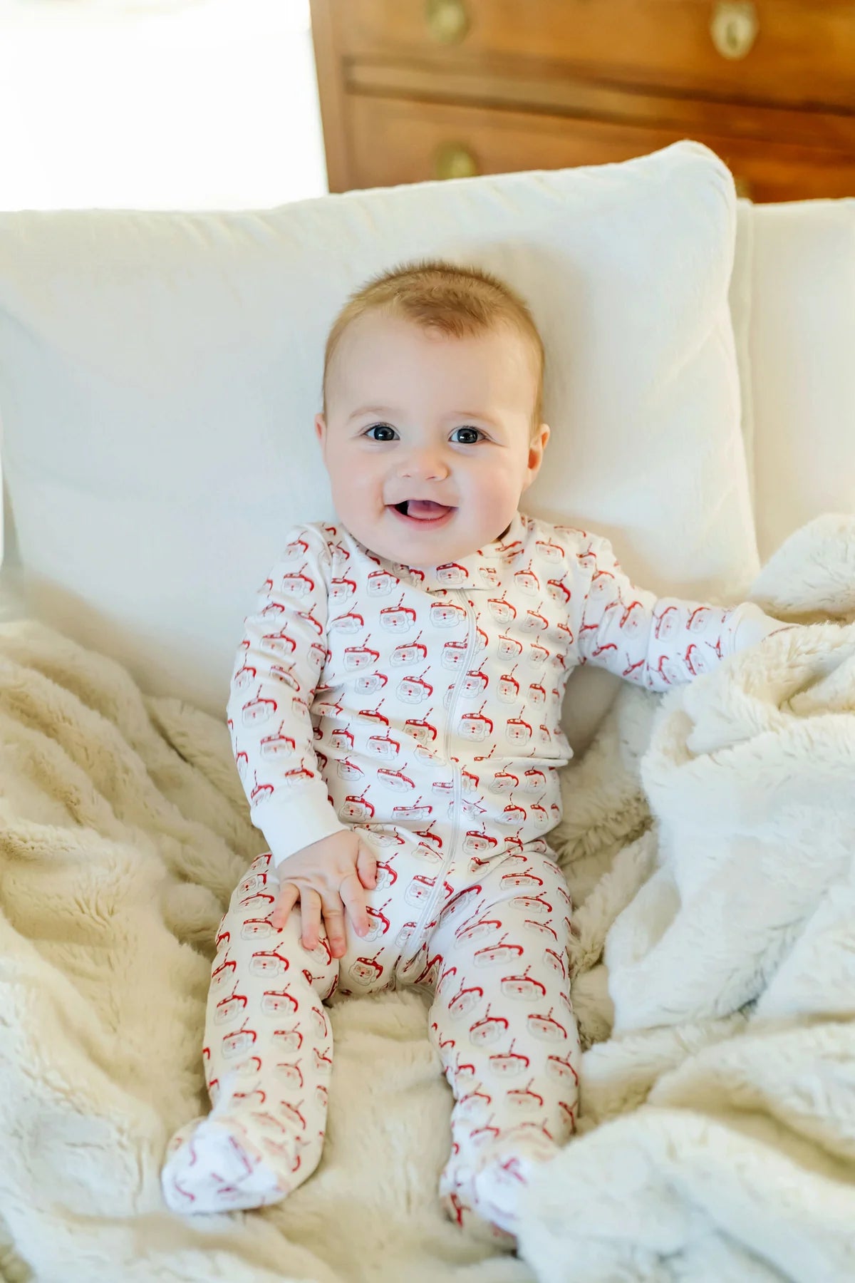 Lila + Hayes Parker Zipper Pajama - Hot Cocoa Santa