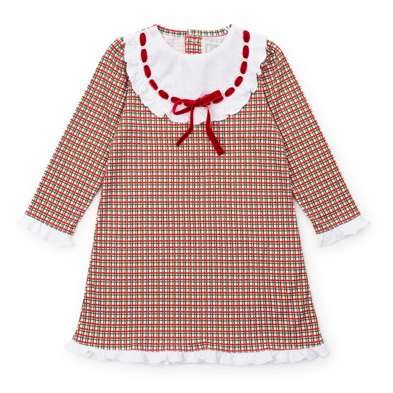 Lila + Hayes Emersyn Dress - Lace Trim Holiday Plaid