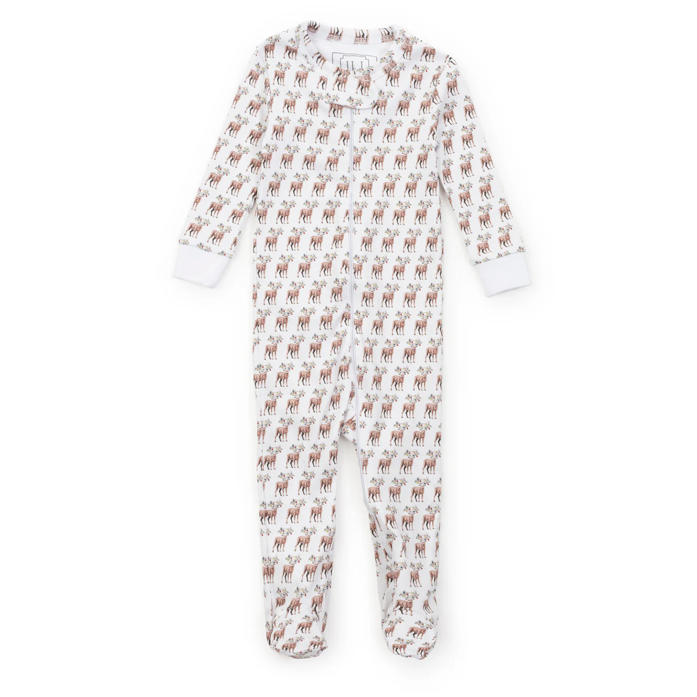 Lila + Hayes Parker Zipper Pajama - Festive Deer