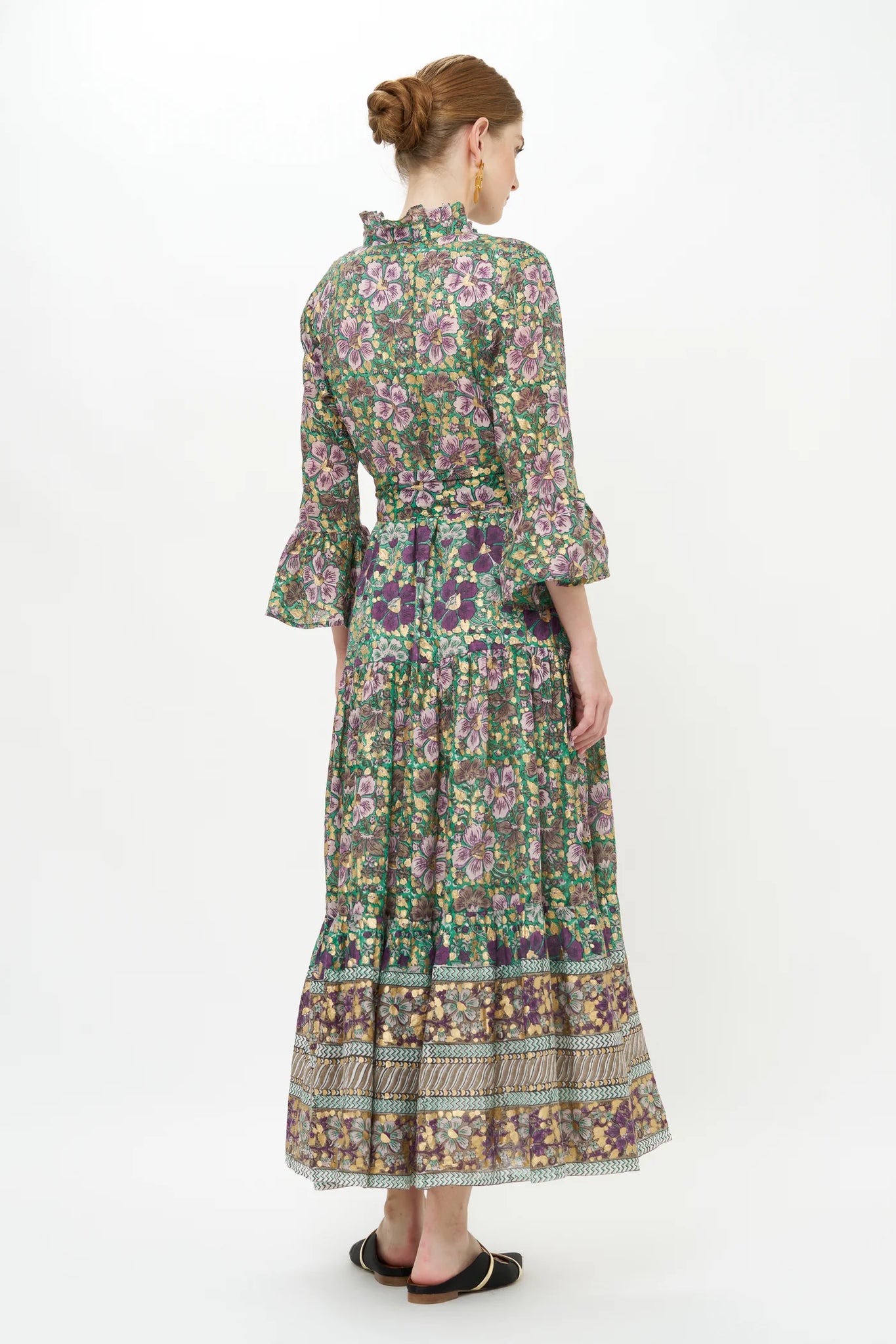Oliphant Ruffle Collar Bell Maxi Dress - Matera Green Oliphant Ruffle Collar Bell Maxi Dress - Matera Green