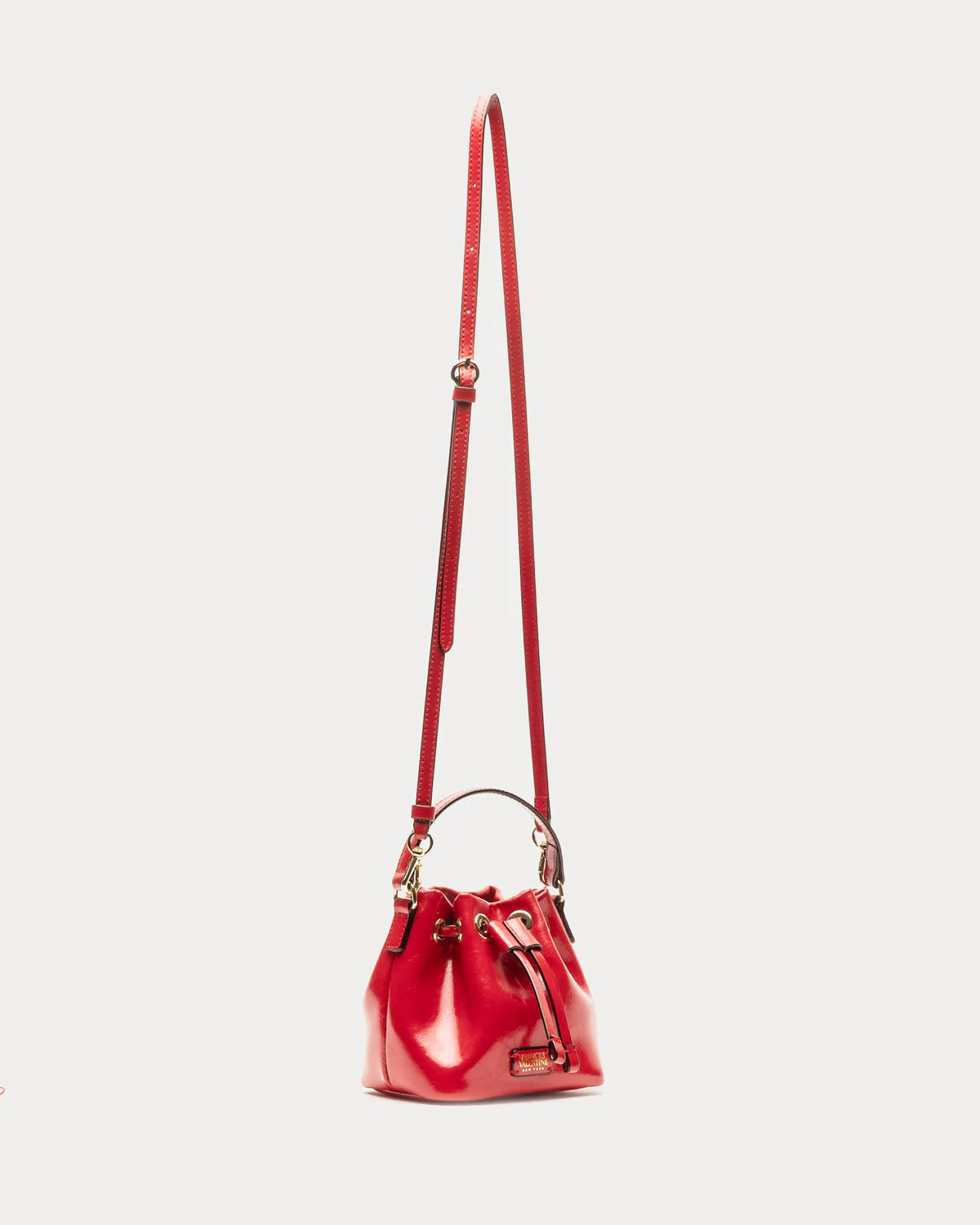 Frances Valentine Minnie Bucket Crinkled Leather Bag - Red
