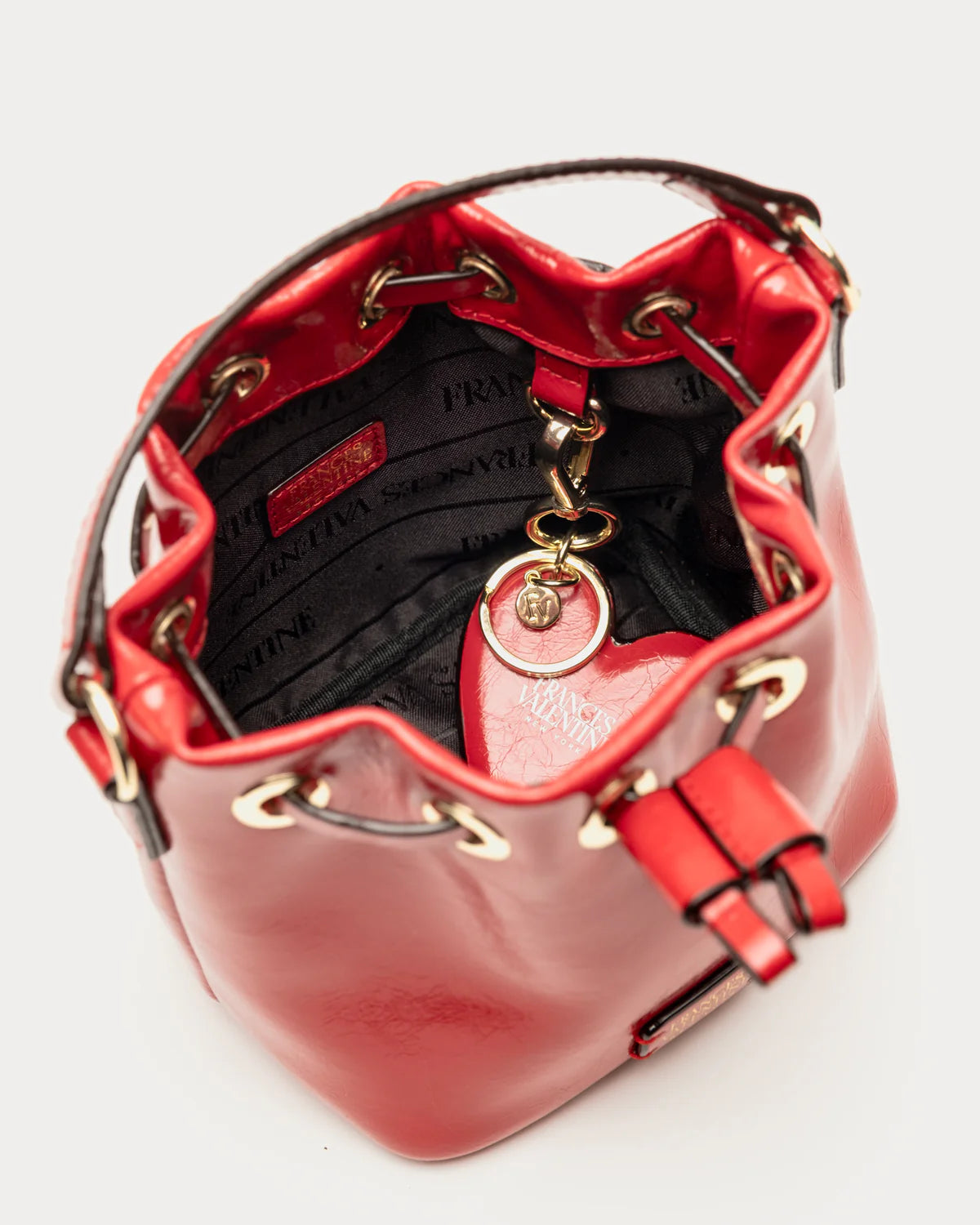 Frances Valentine Minnie Bucket Crinkled Leather Bag - Red