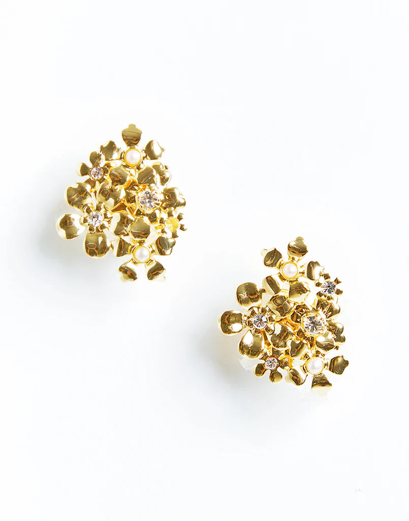 Mestiza Narra Cluster Clip-On Earrings - Gold Glitz