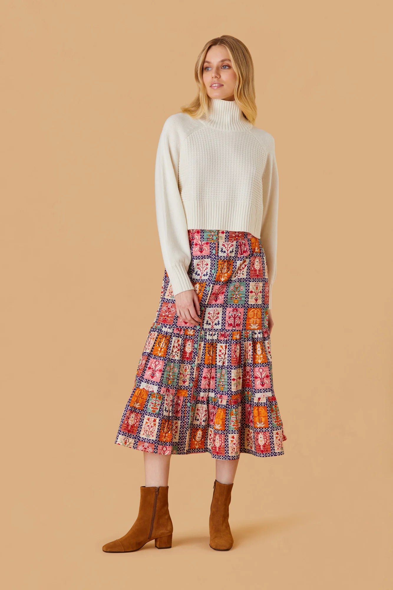 Olivia By Livro Eloise Skirt - Harvest Grid