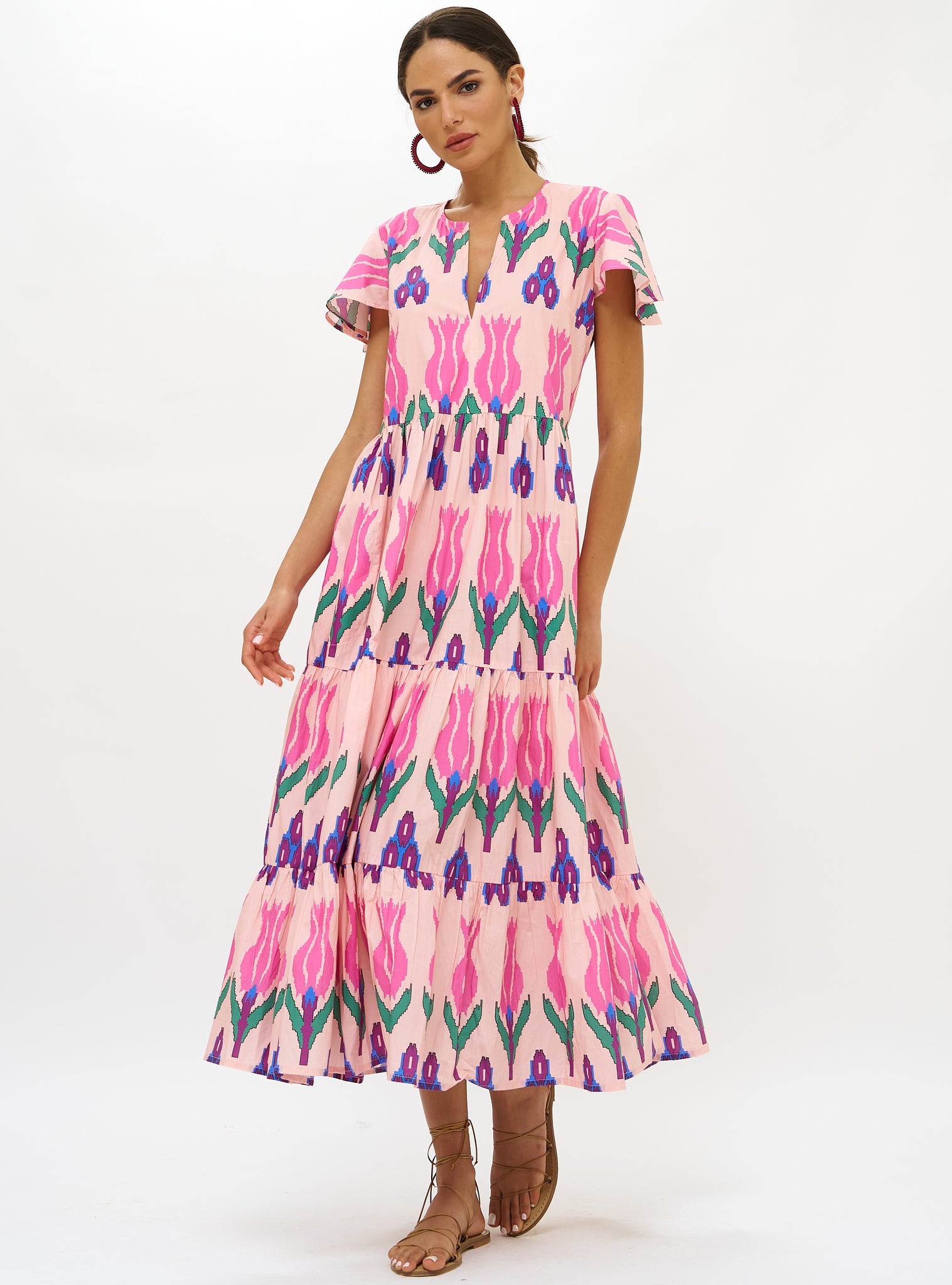 OLIPHANT V-Neck Maxi Dress - Sumba Pink