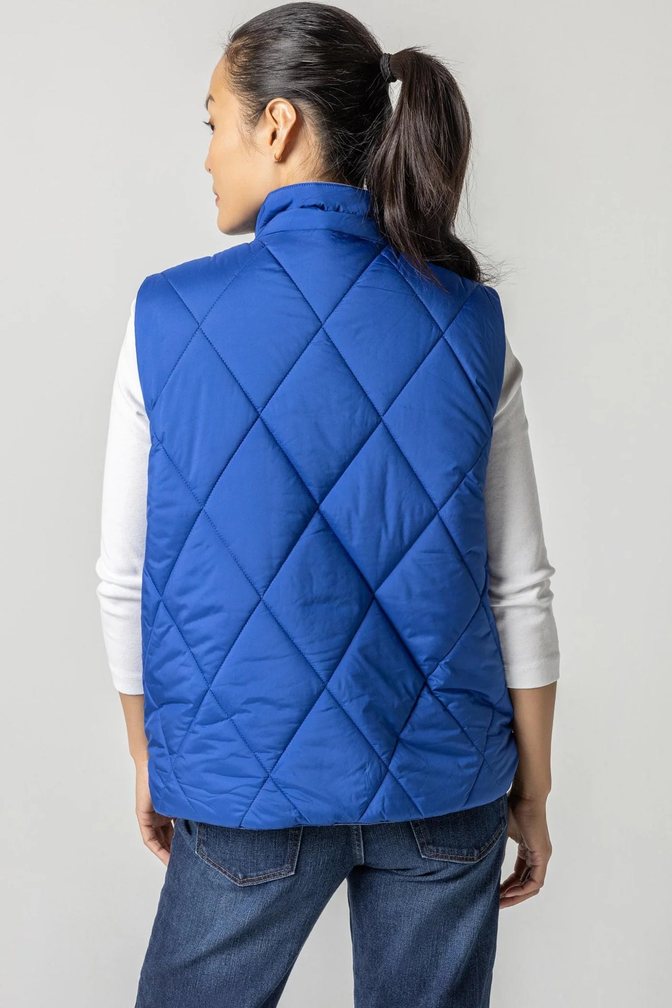 Lilla P Reversible Snap Front Vest - Sapphire