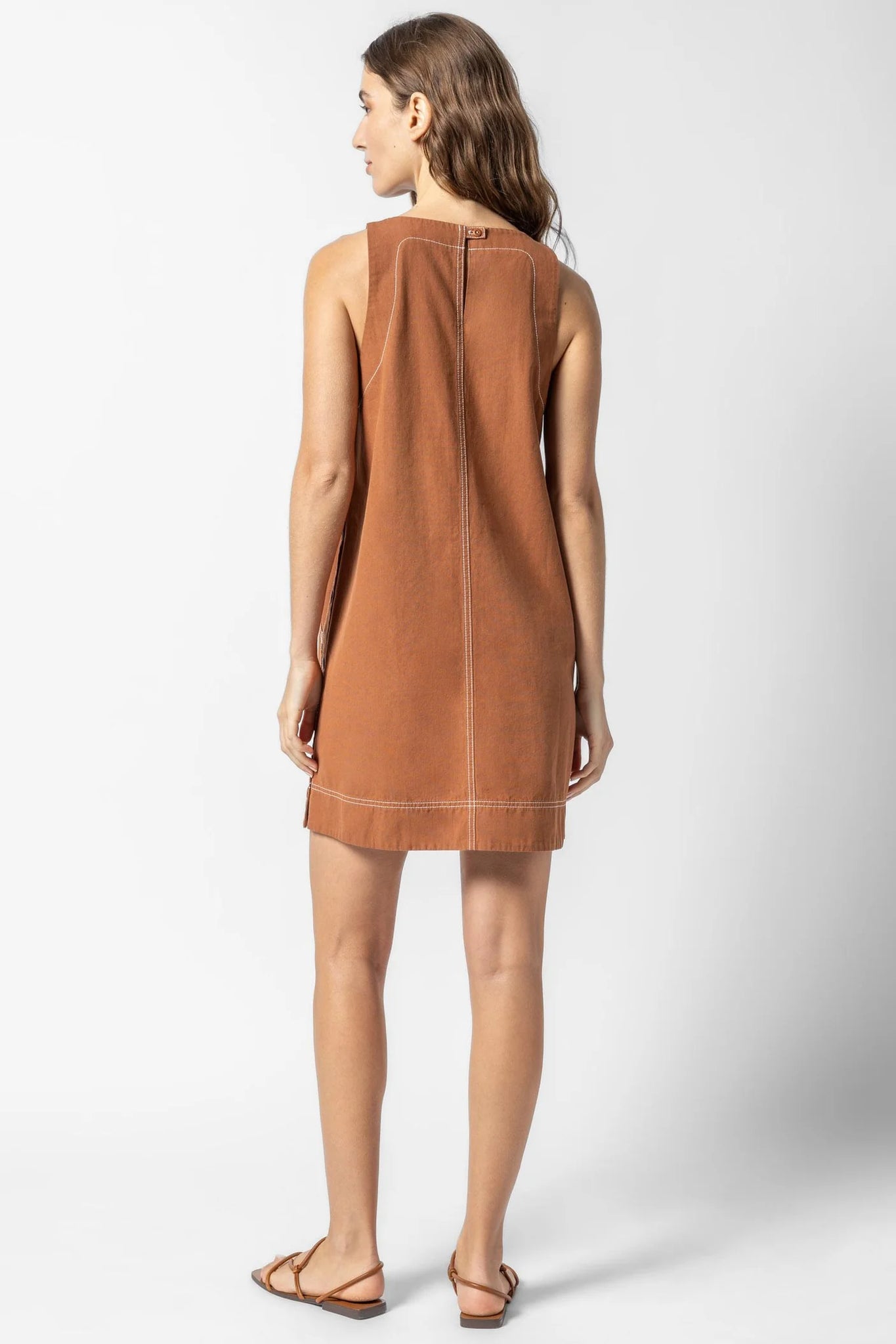 Lilla P Side Button Canvas Dress - Bronze