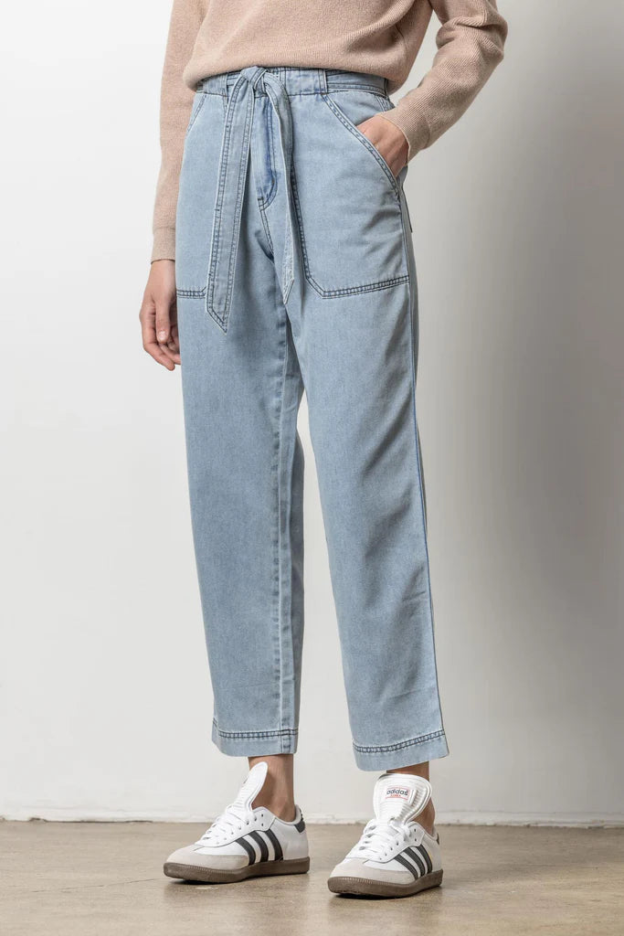 Lilla P Denim Belted Pant - Light Wash