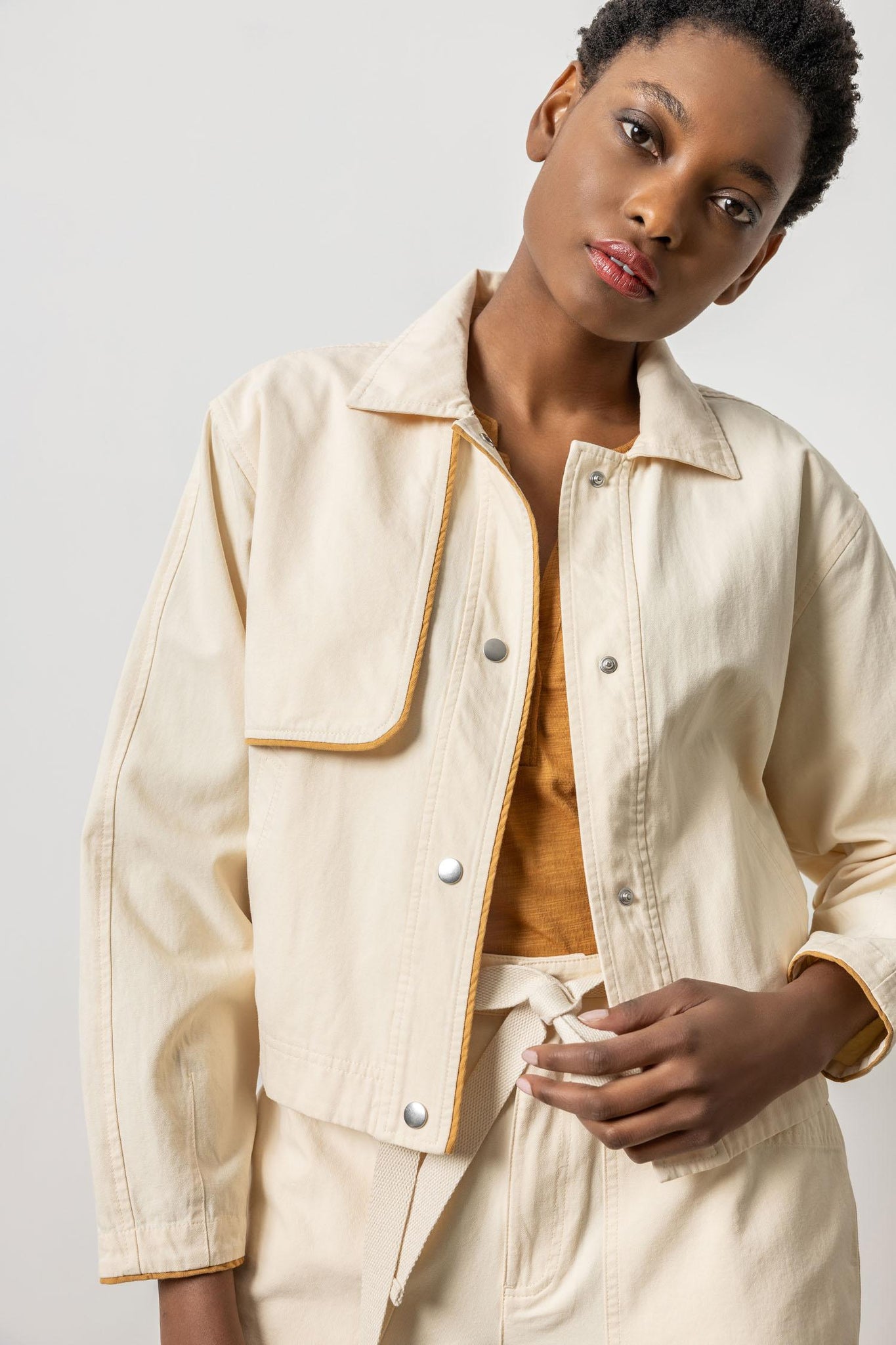 Lilla P Contrast Trim Jacket - Alabaster