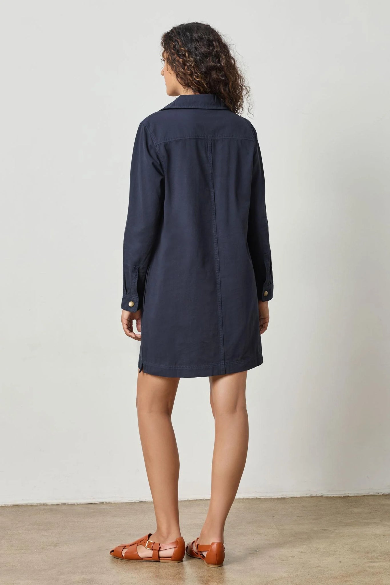 Lilla P Split Neck Collared Dress - Navy