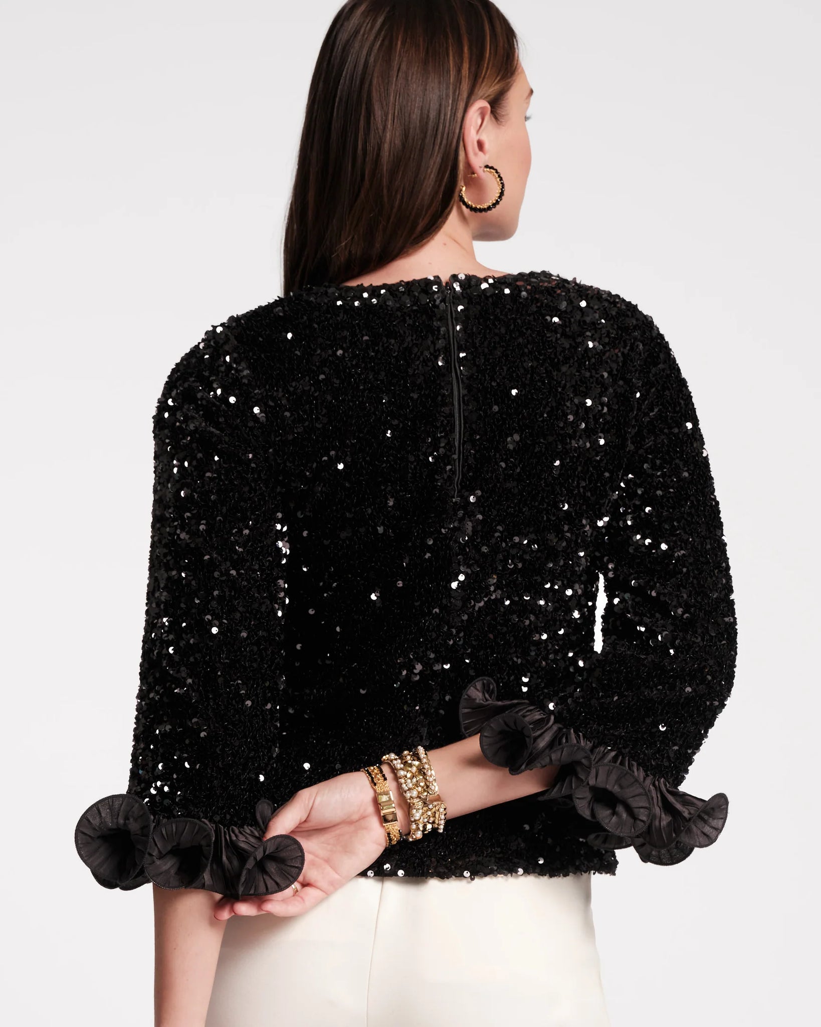 Frances Valentine Plaza Top - Sequin Black