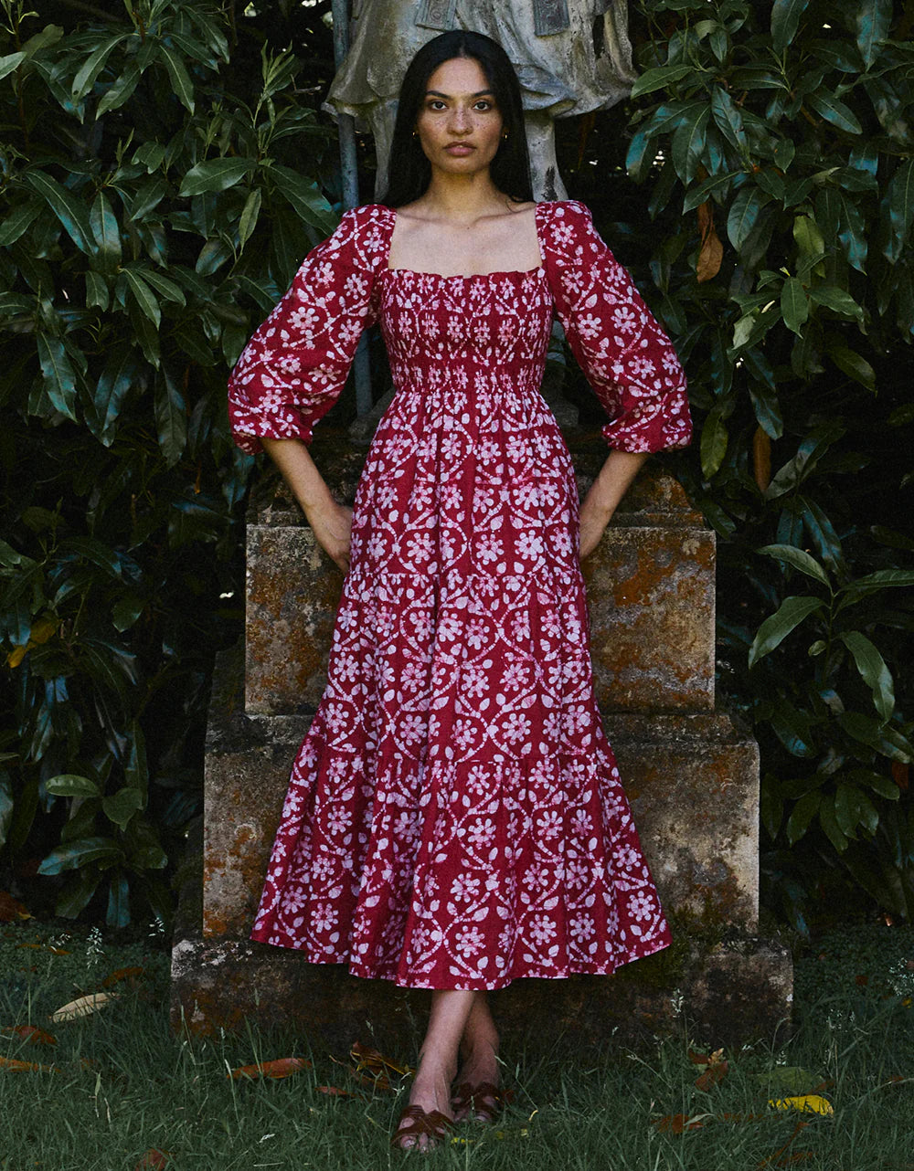 Pink City Prints Cindy Dress - Scarlet Forest – Batik Chicago