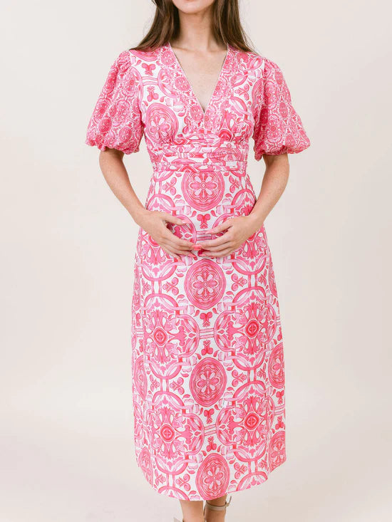 LaRoque Josie Dress - Pink Trellis