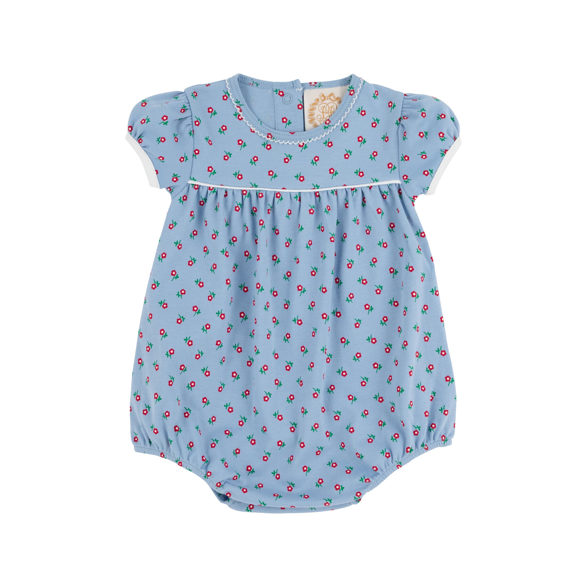 The Beaufort Bonnet Company - Ramona Ruffle Collar Bubble - Barrington Blue Midway Micro Floral