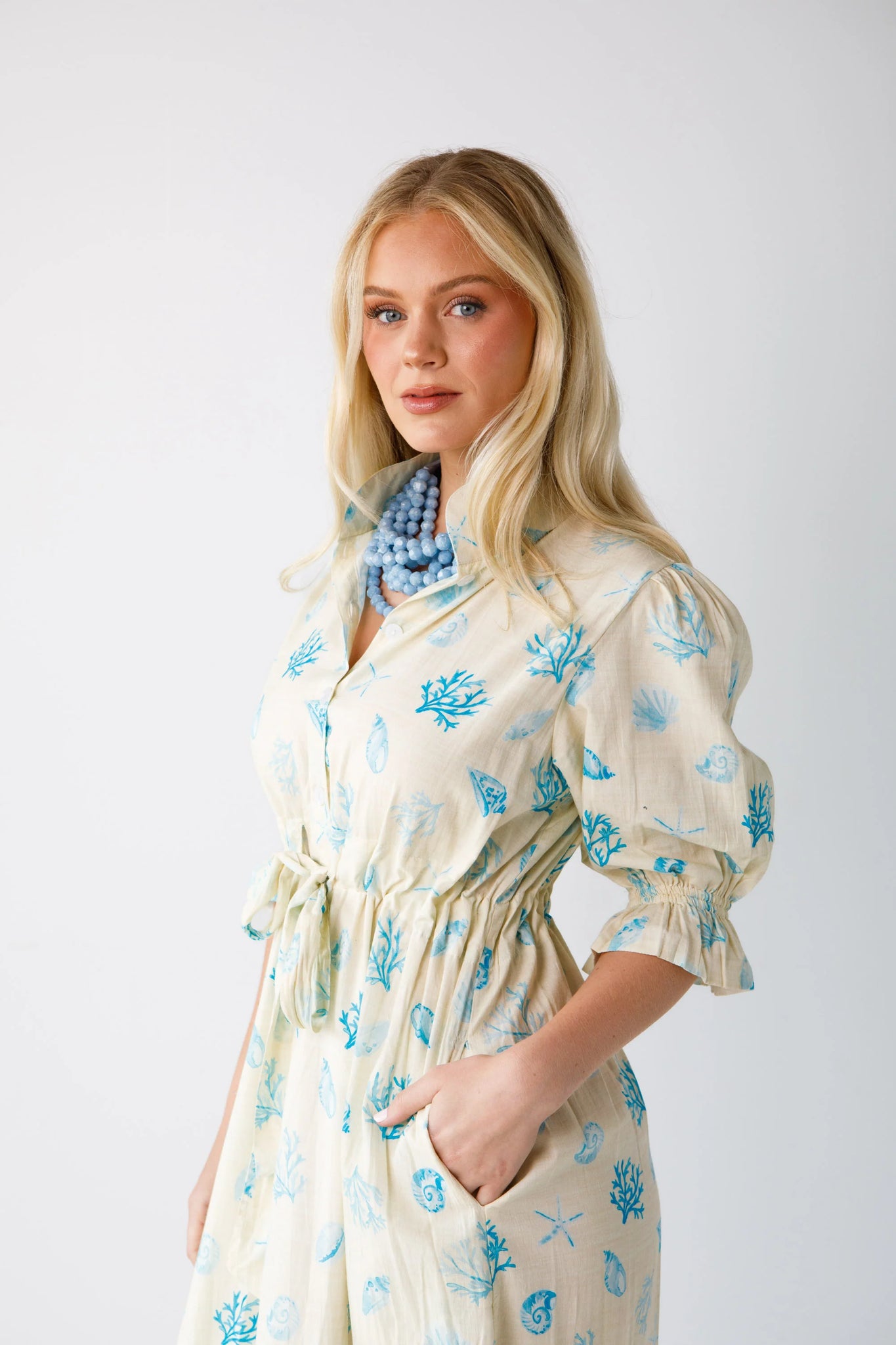 Holly Shae Catherine Dress - Sea Life in Blue Batik Chicago Holly Shae Catherine Dress - Sea Life in Blue Batik Chicago