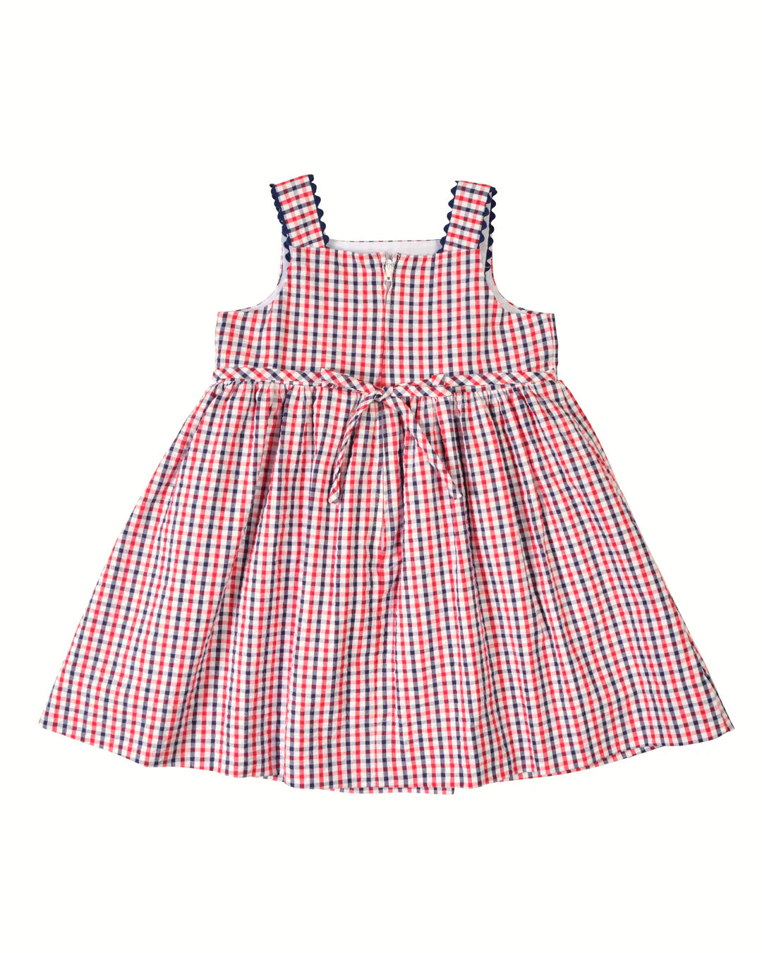 Florence Eiseman Plaid Seersucker Dress with Flowers