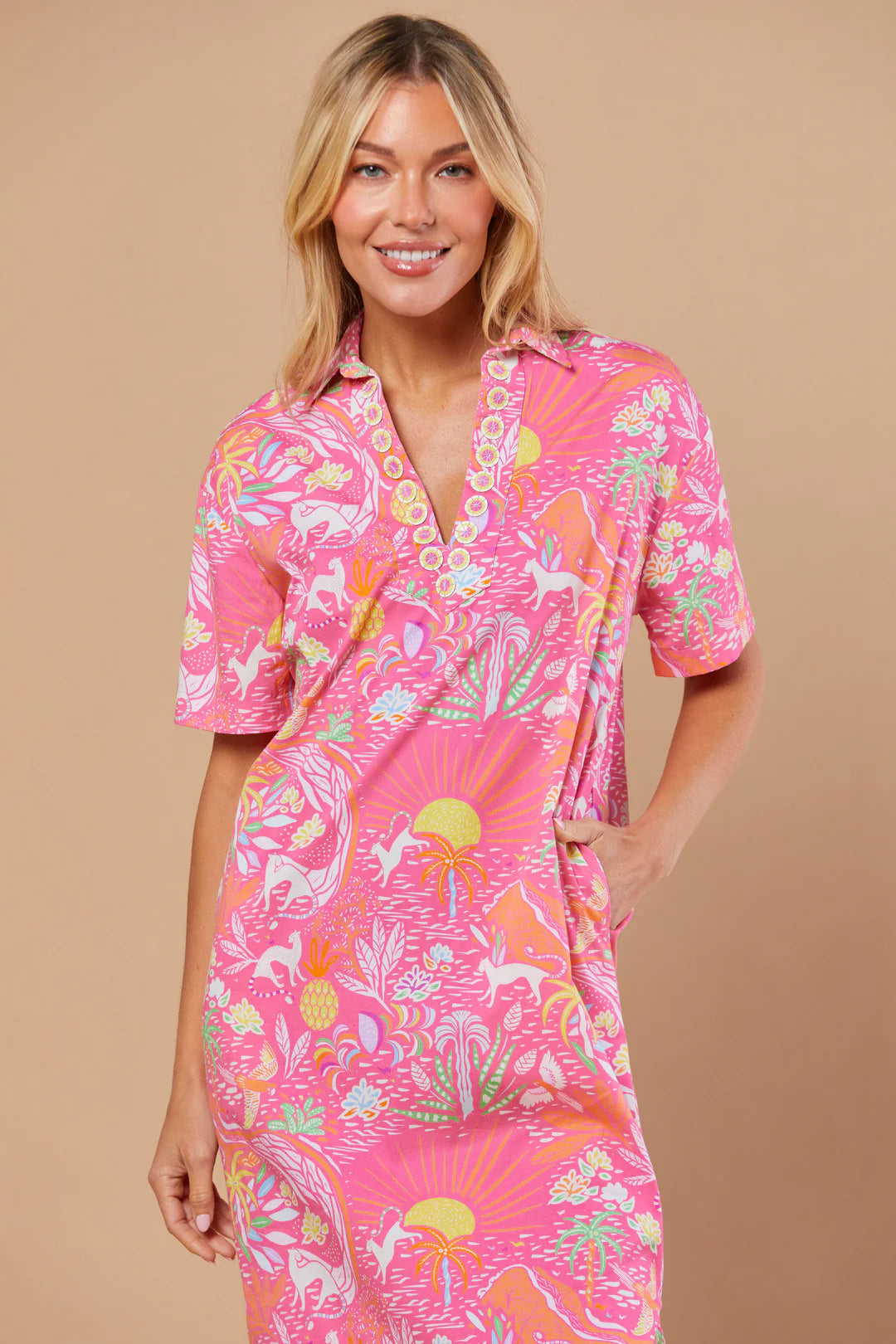 Sheridan French Reese Dress - Whimsical Island Sunrise