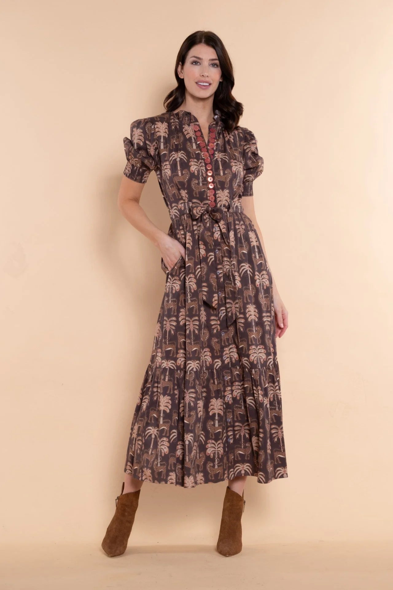 Sheridan French Birdie Dress - Espresso Rainforest